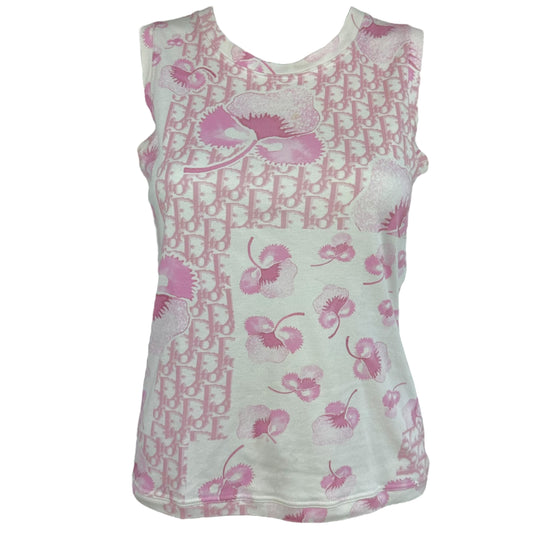 Christian Dior S/S 2005 Pink Monogram Floral Tank Top