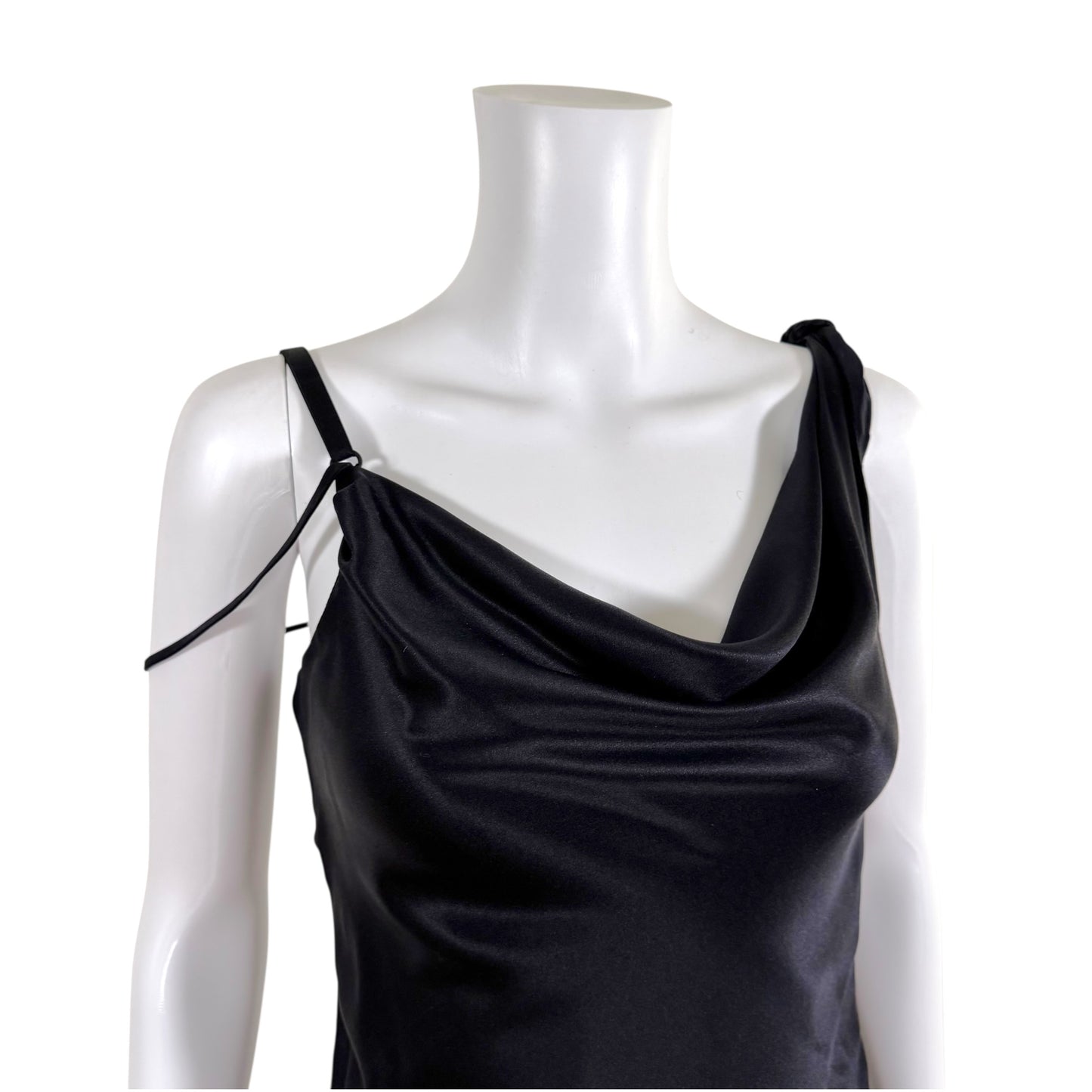 Dolce & Gabbana Black Silk Asymmetrical Midi Dress