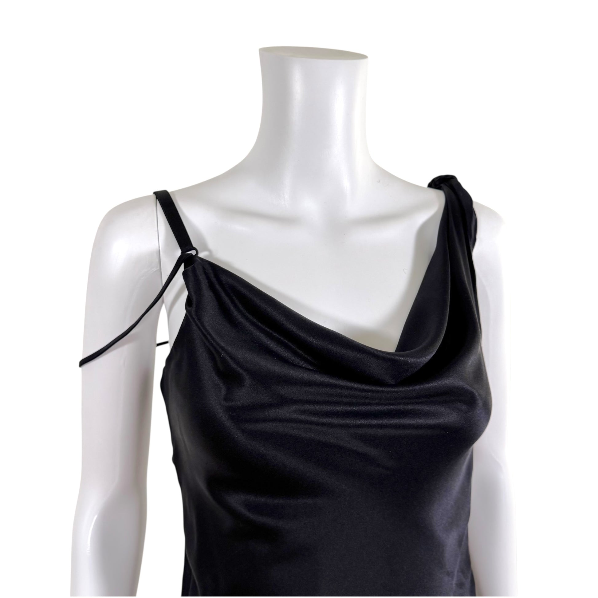 Dolce & Gabbana Black Silk Asymmetrical Midi Dress