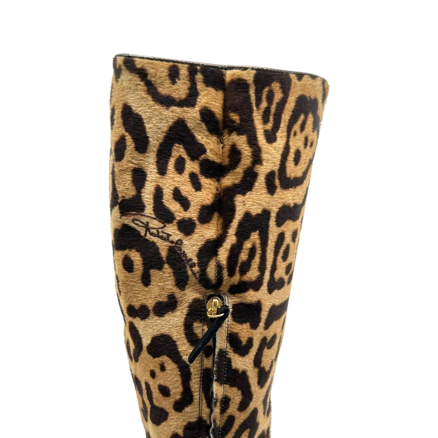 Roberto Cavalli Leopard Print Ponyhair Heeled Boots