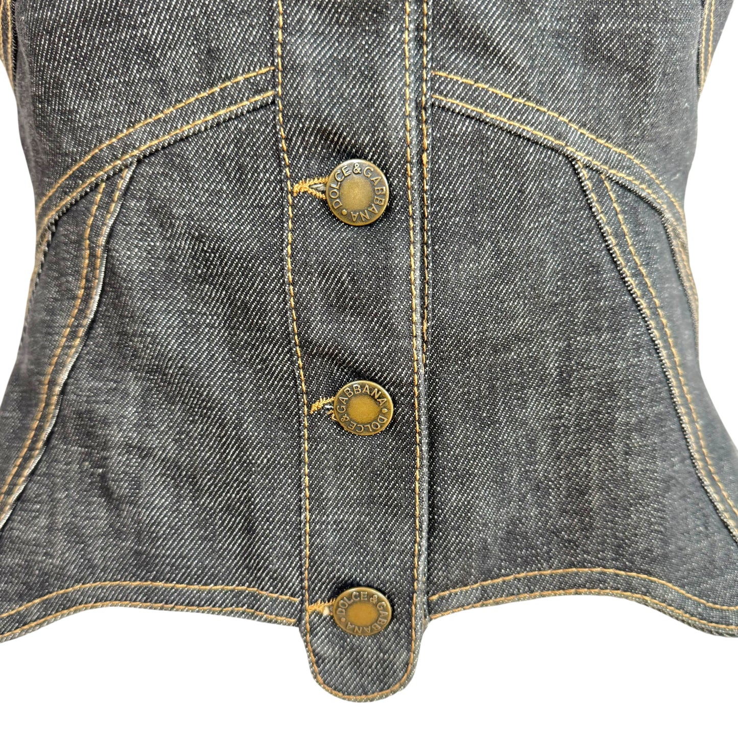 Dolce & Gabbana Denim Butterfly Patchwork Vest Top