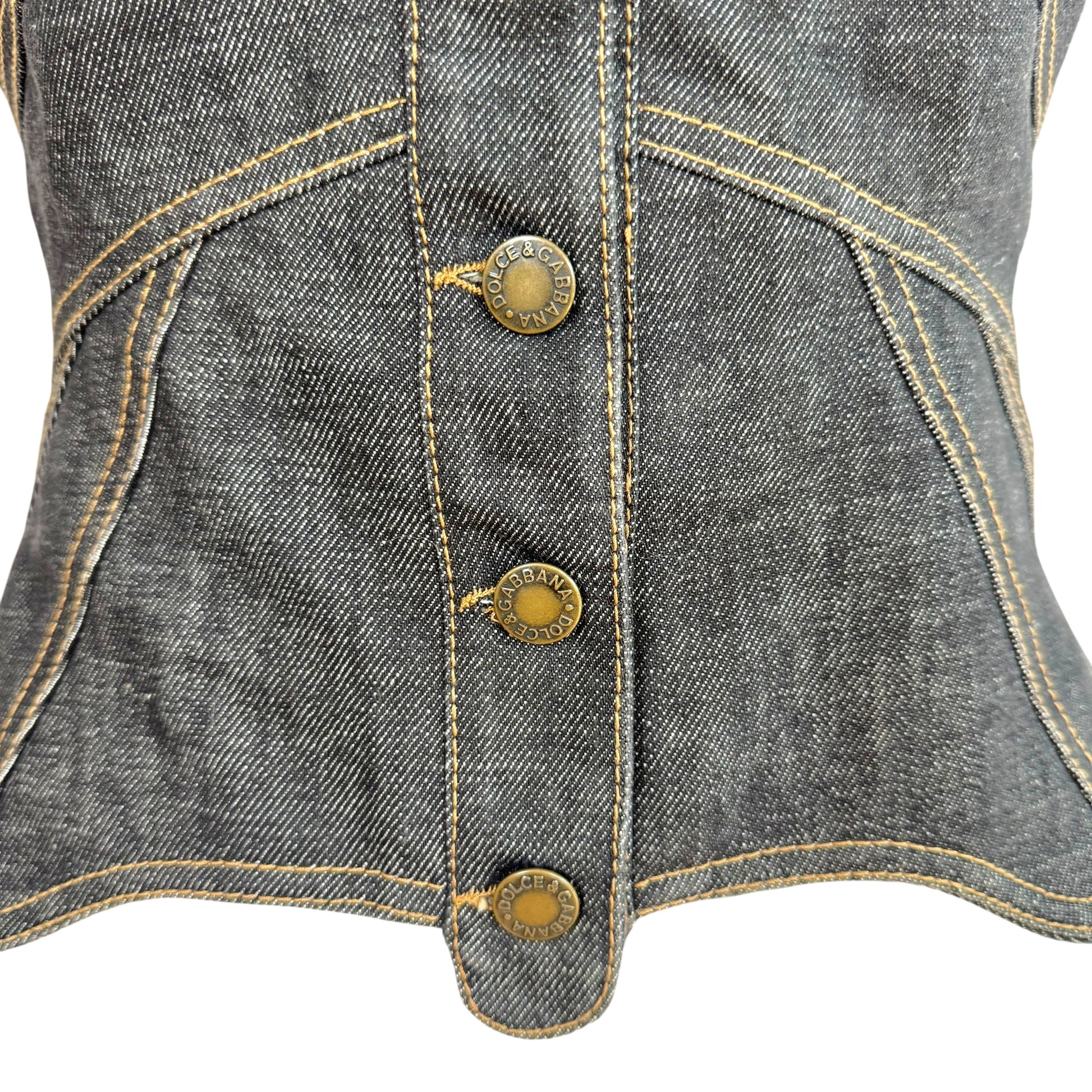 Dolce & Gabbana Denim Butterfly Patchwork Vest Top