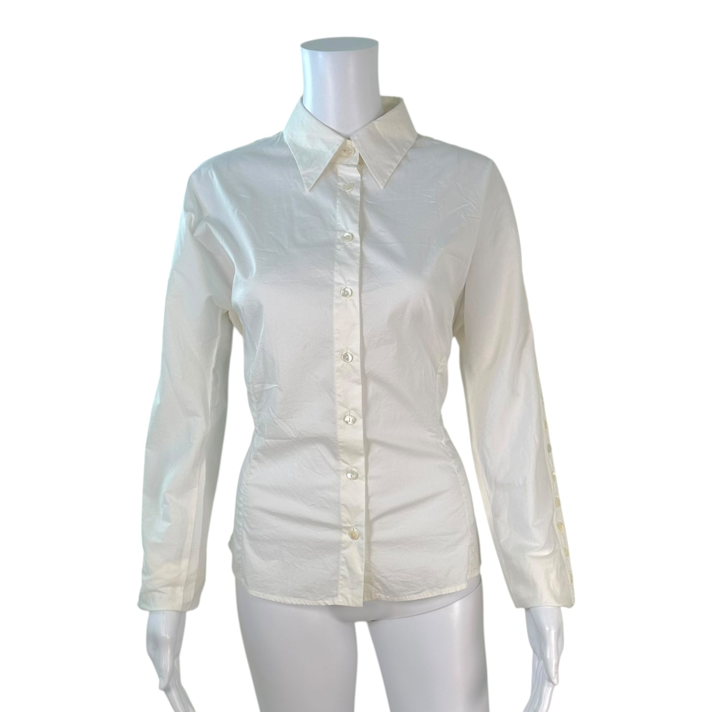 D&G Dolce & Gabbana White Button Sleeve Blouse Top
