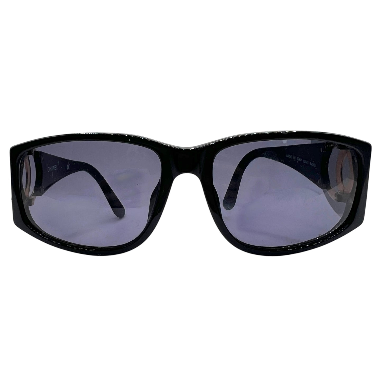 Chanel 02461 Black & Gold CC Logo Side Sunglasses w/ Case