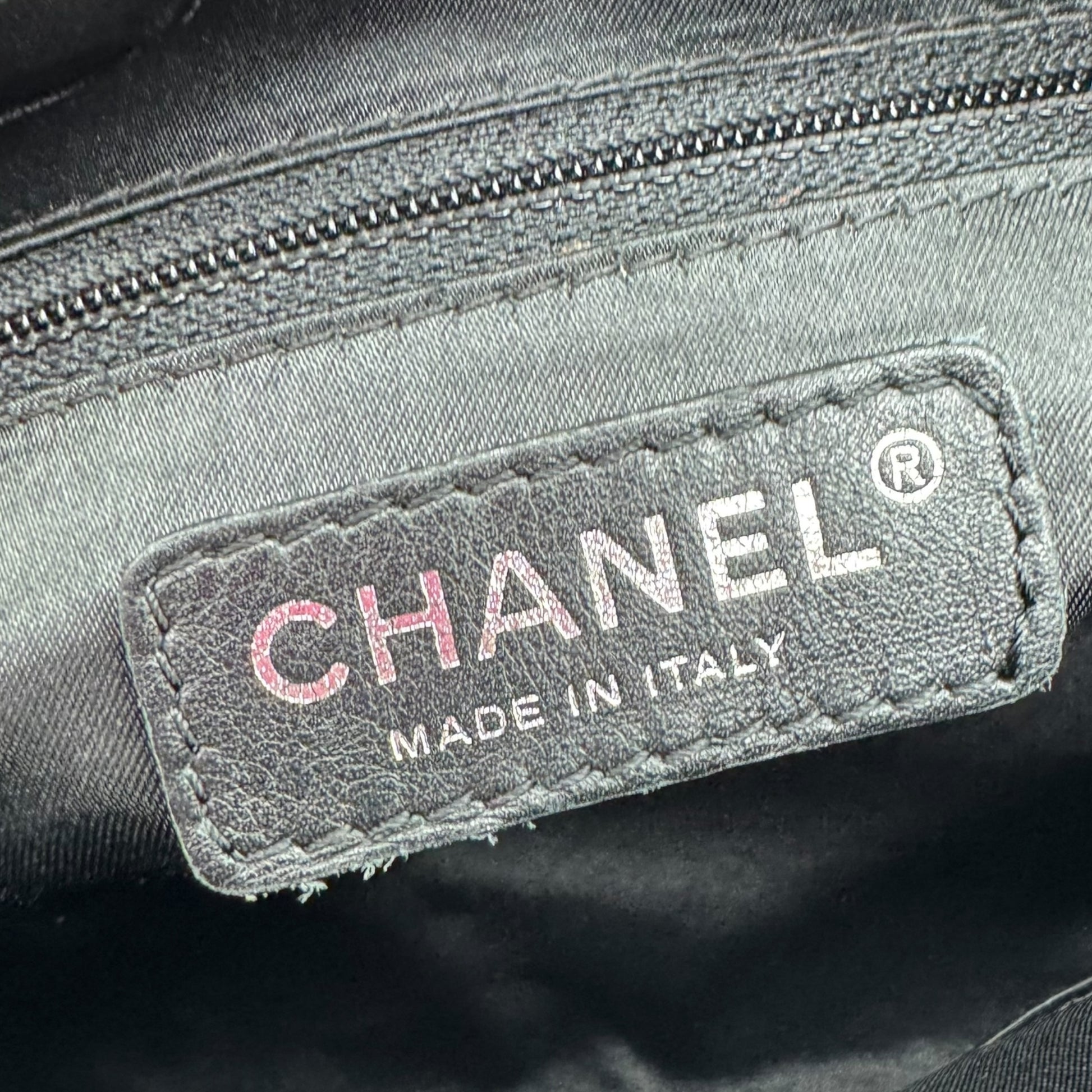 Chanel Black Lambskin & Velvet Checkered Logo Shoulder Bag 2005-06 - Outfit Repeater