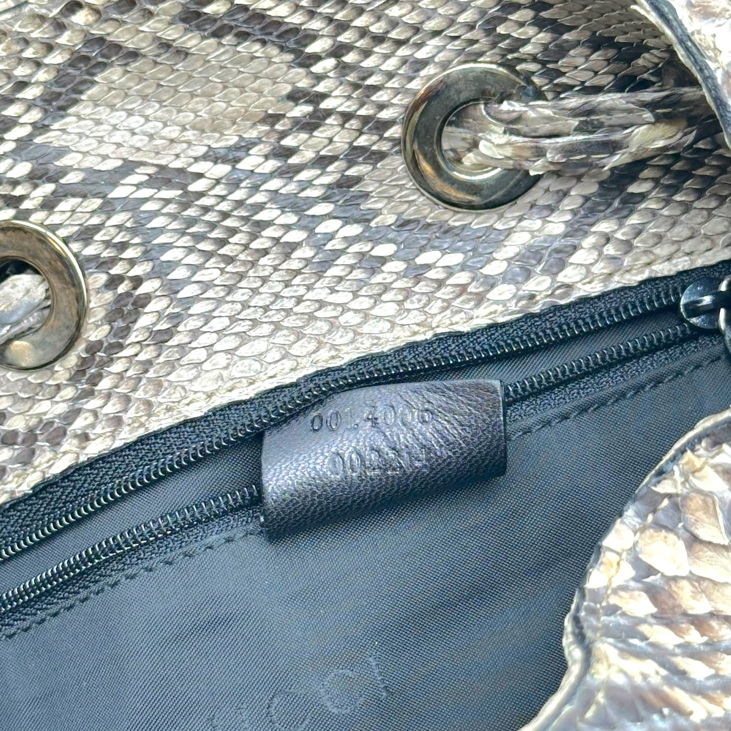 Gucci Brown Python Hobo Bag With Bamboo Handle