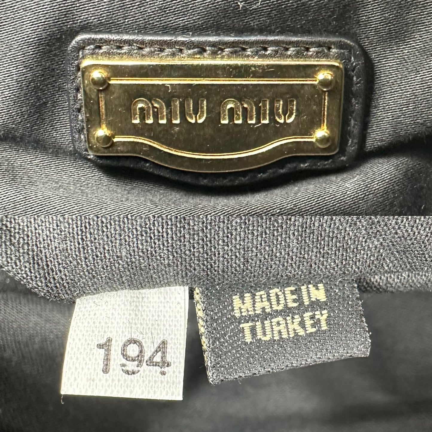 Miu Miu Black Pleathed Leather & Gold Studded 2-Way Bag - Outfit Repeater