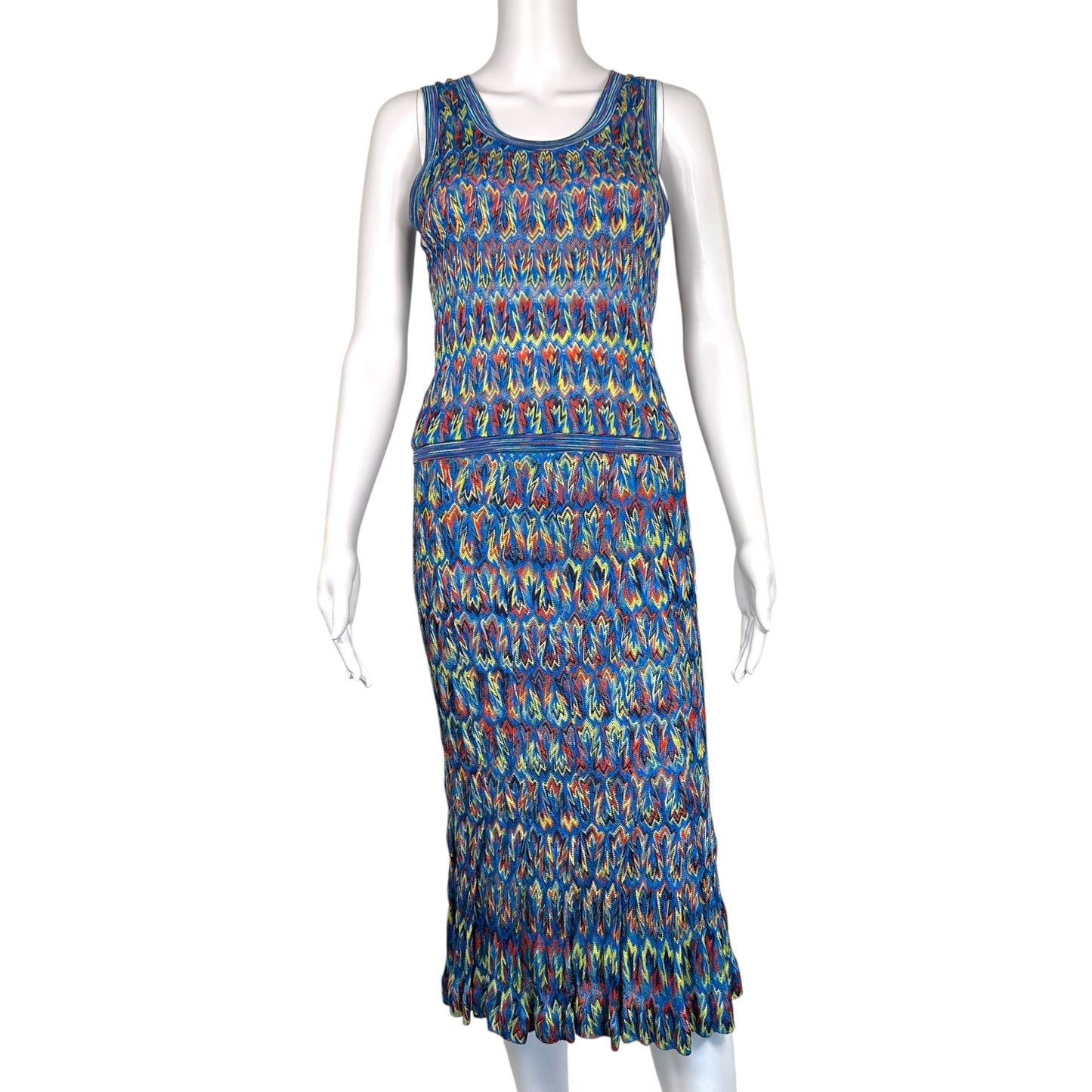 Missoni Red Blue & Yellow Chevron Knit Skirt & Tank Top Set