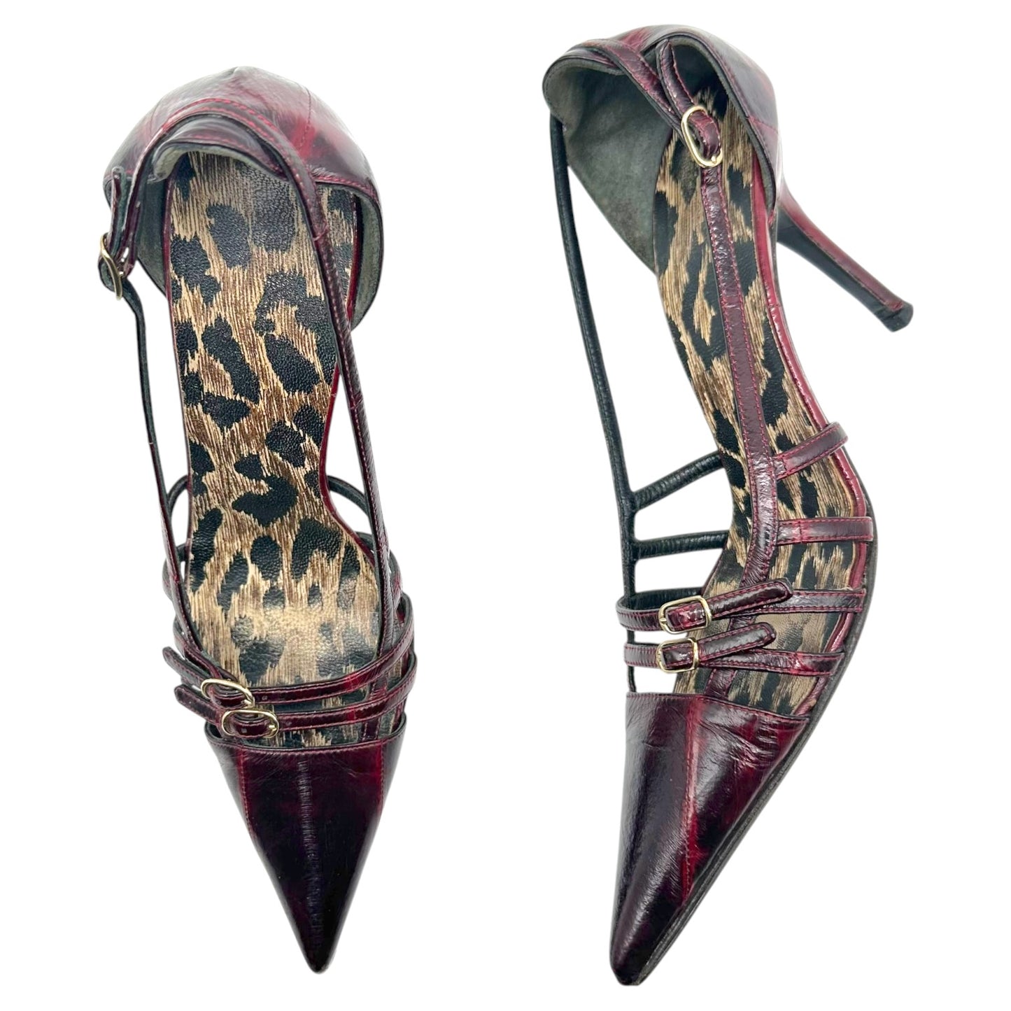 Dolce & Gabbana Burgundy Eel Skin Strappy Heels