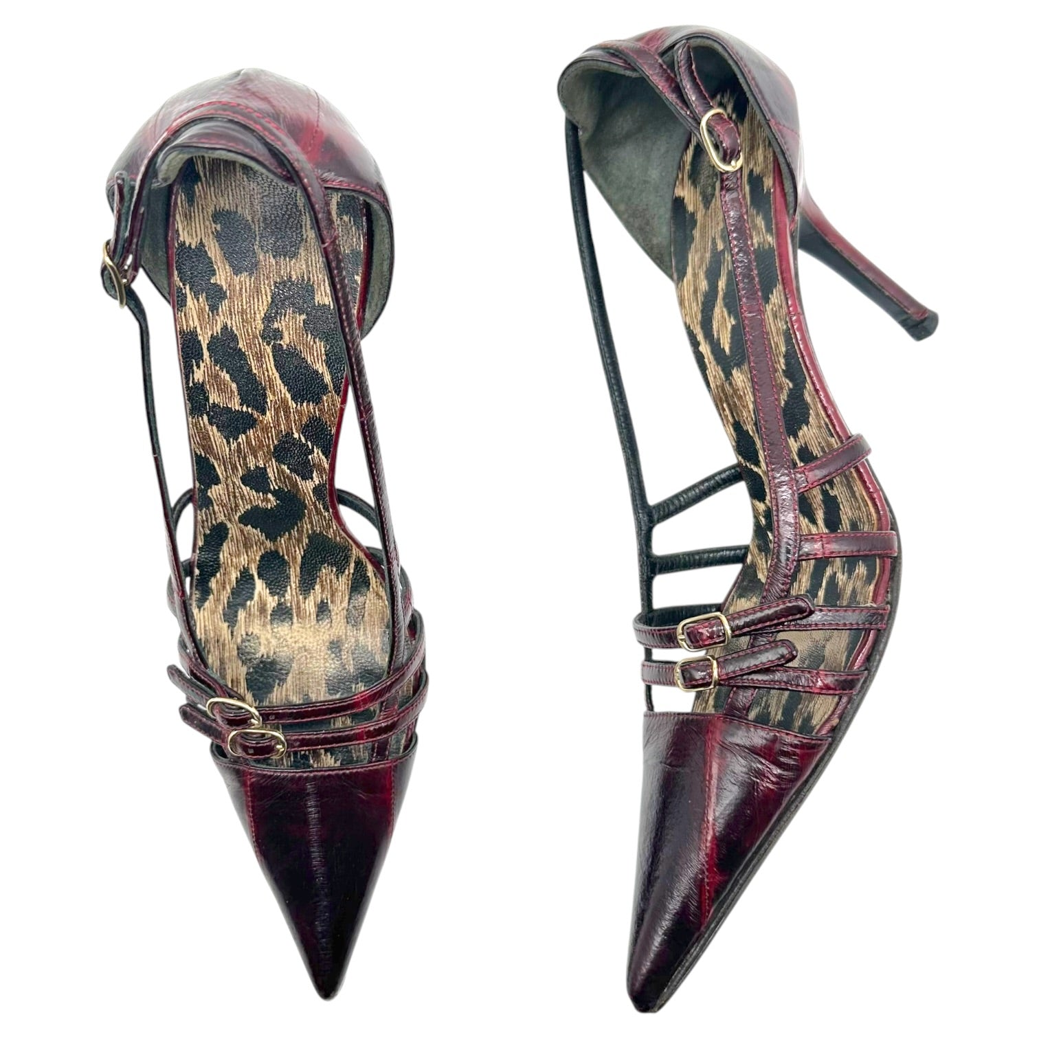 Dolce & Gabbana Burgundy Eel Skin Strappy Heels