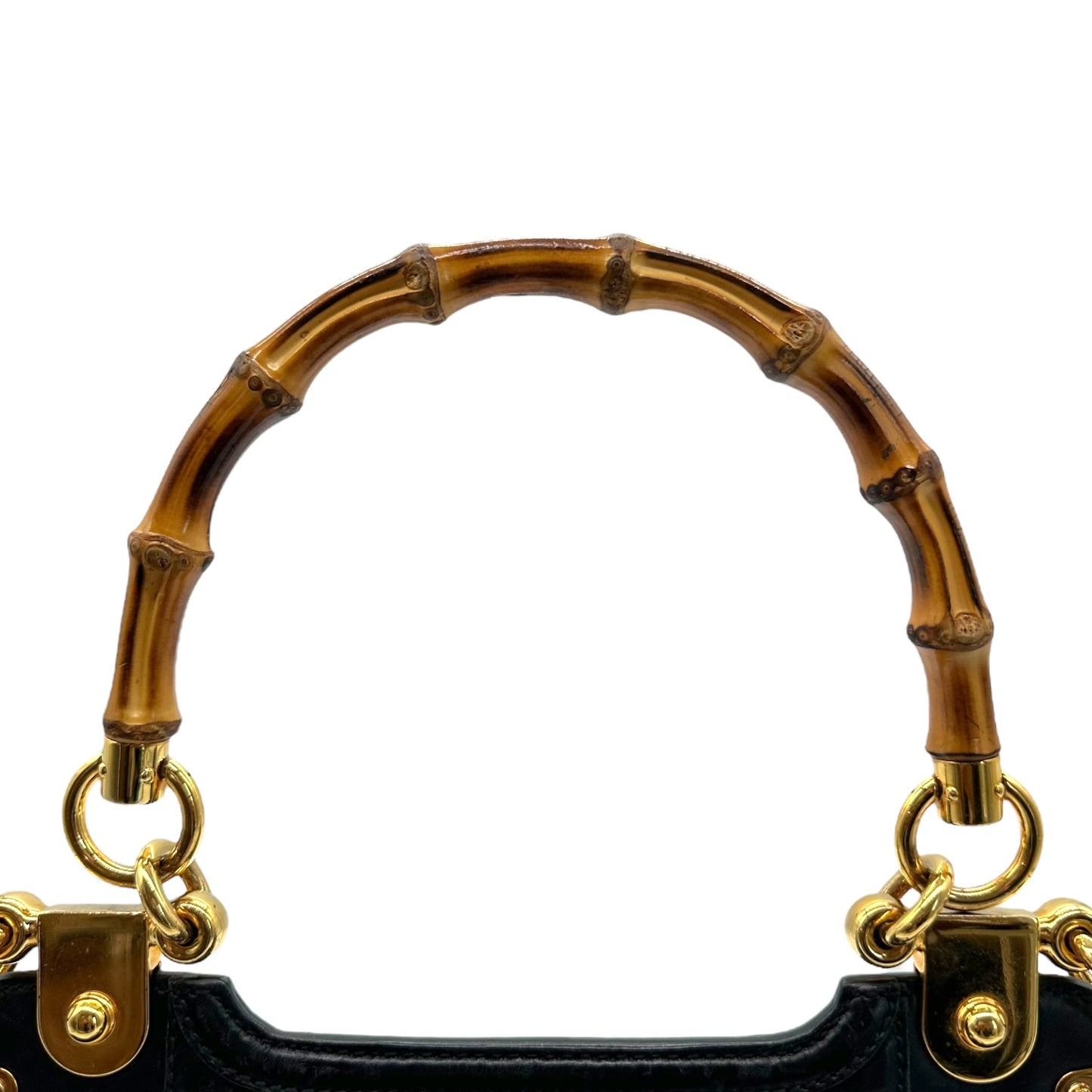 Gucci Black Guccissima Bamboo Handle Turnlock 2-Way Bag - Outfit Repeater