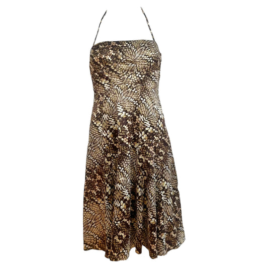 Just Cavalli Roberto Cavalli Brown Snakeskin Print Satin Halter Midi Dress