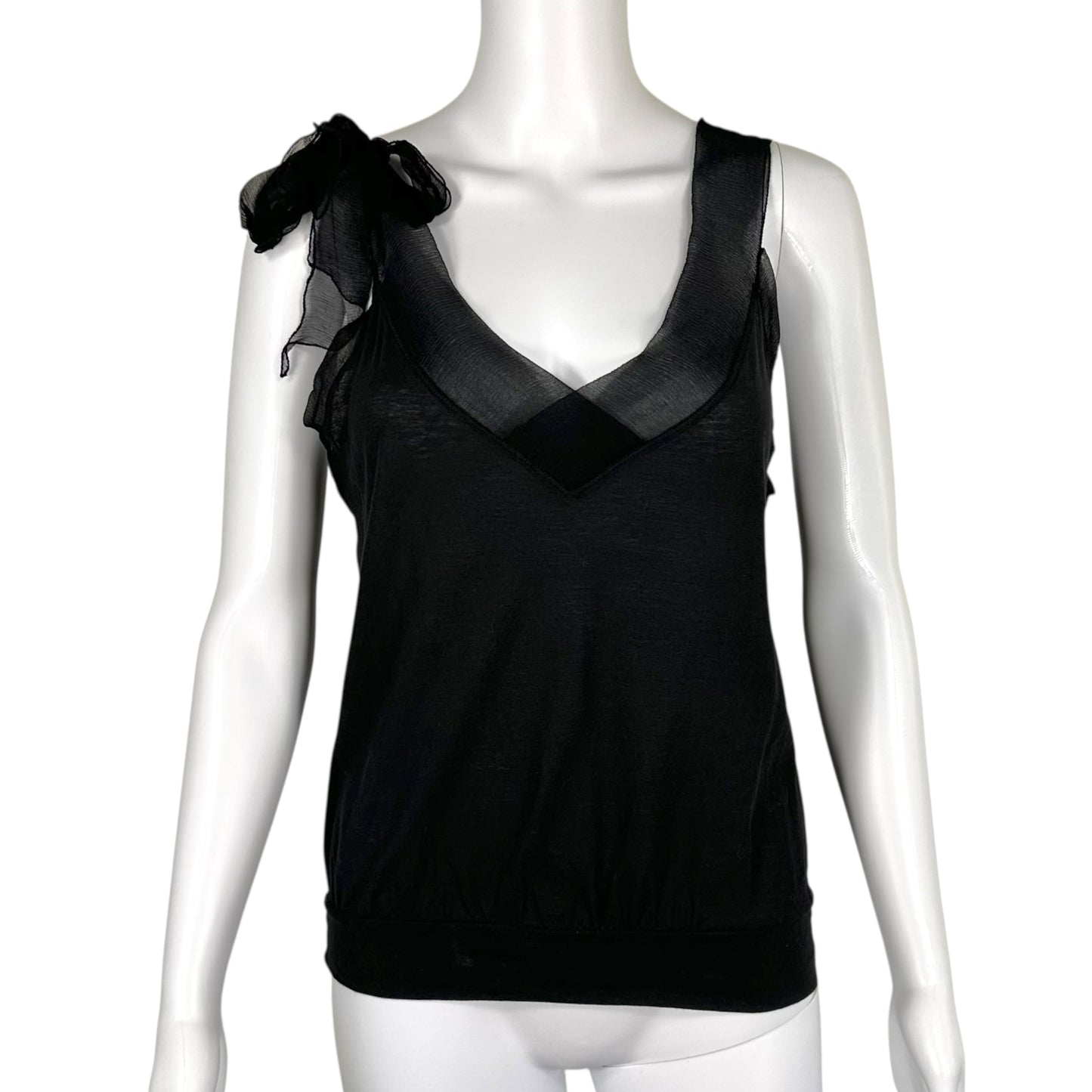 Jean Paul Gaultier Black Silk Tie-Neckline Tank NEW