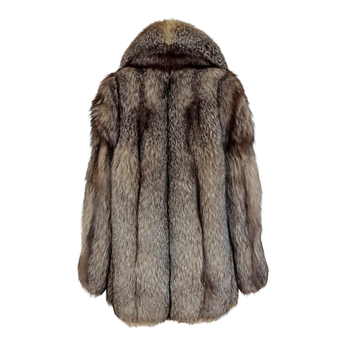 Blue Frost Design Fox Fur Coat Silver Brown Relaxed Fit