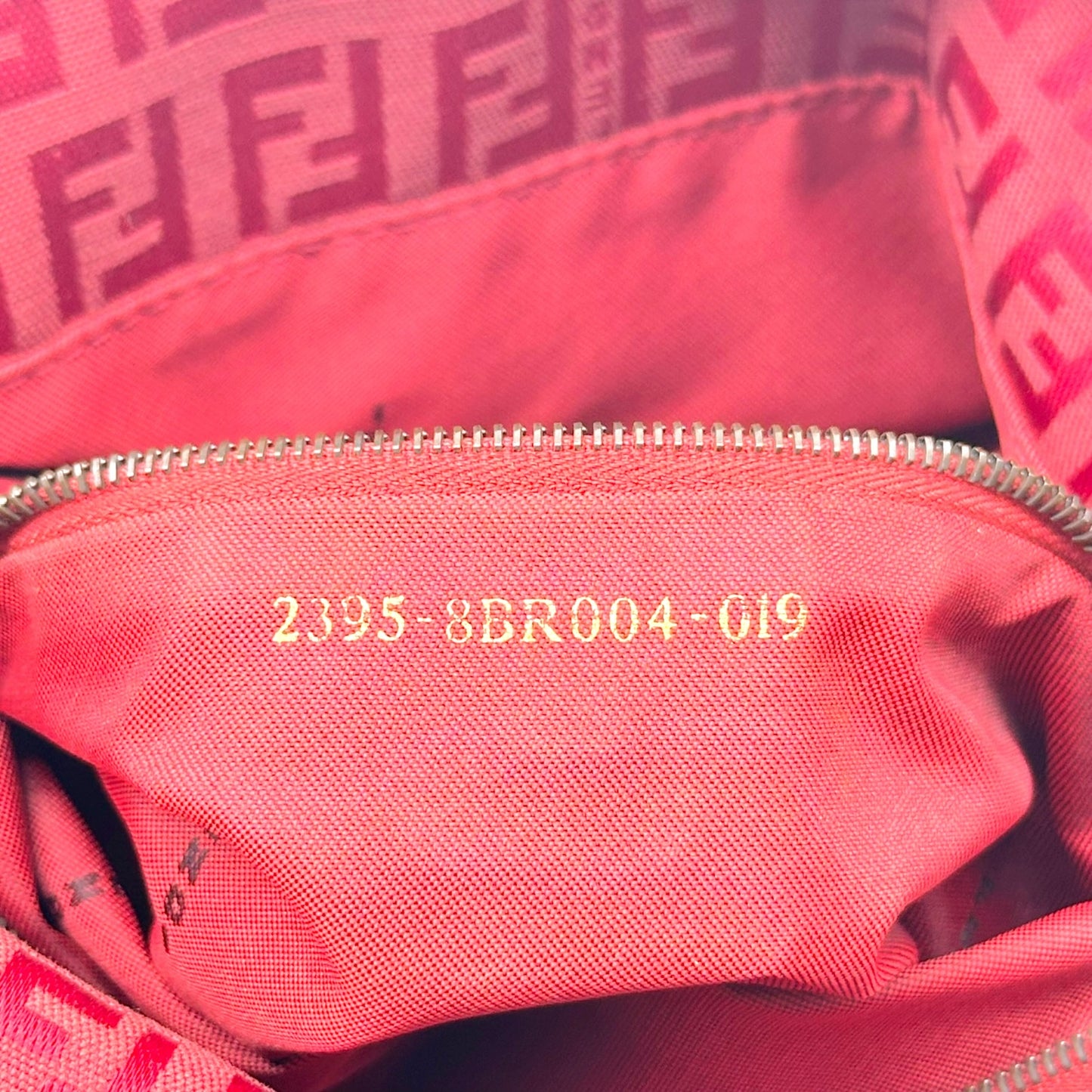 Fendi Red Zucchino Monogram Fold-Over Square Baguette Bag