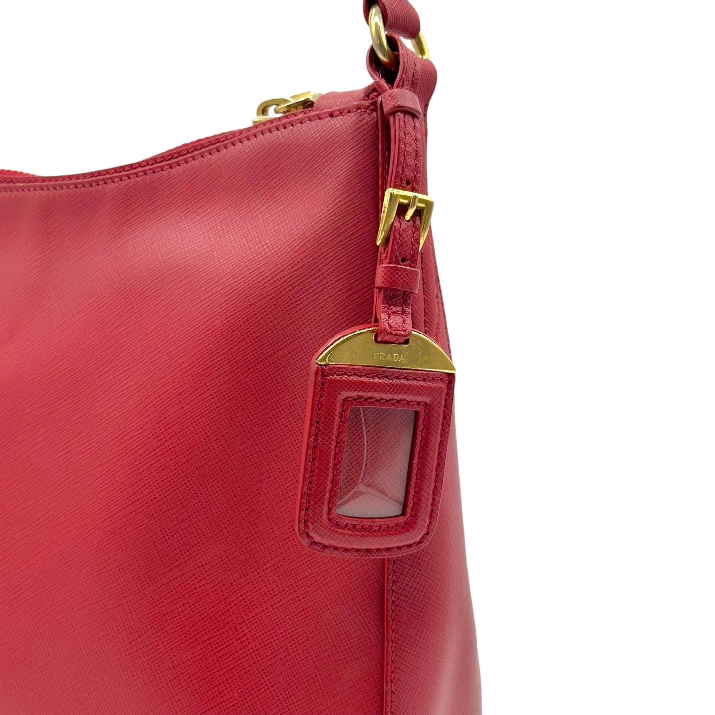 Prada Red Saffiano Leather Hobo Shoulder Bag