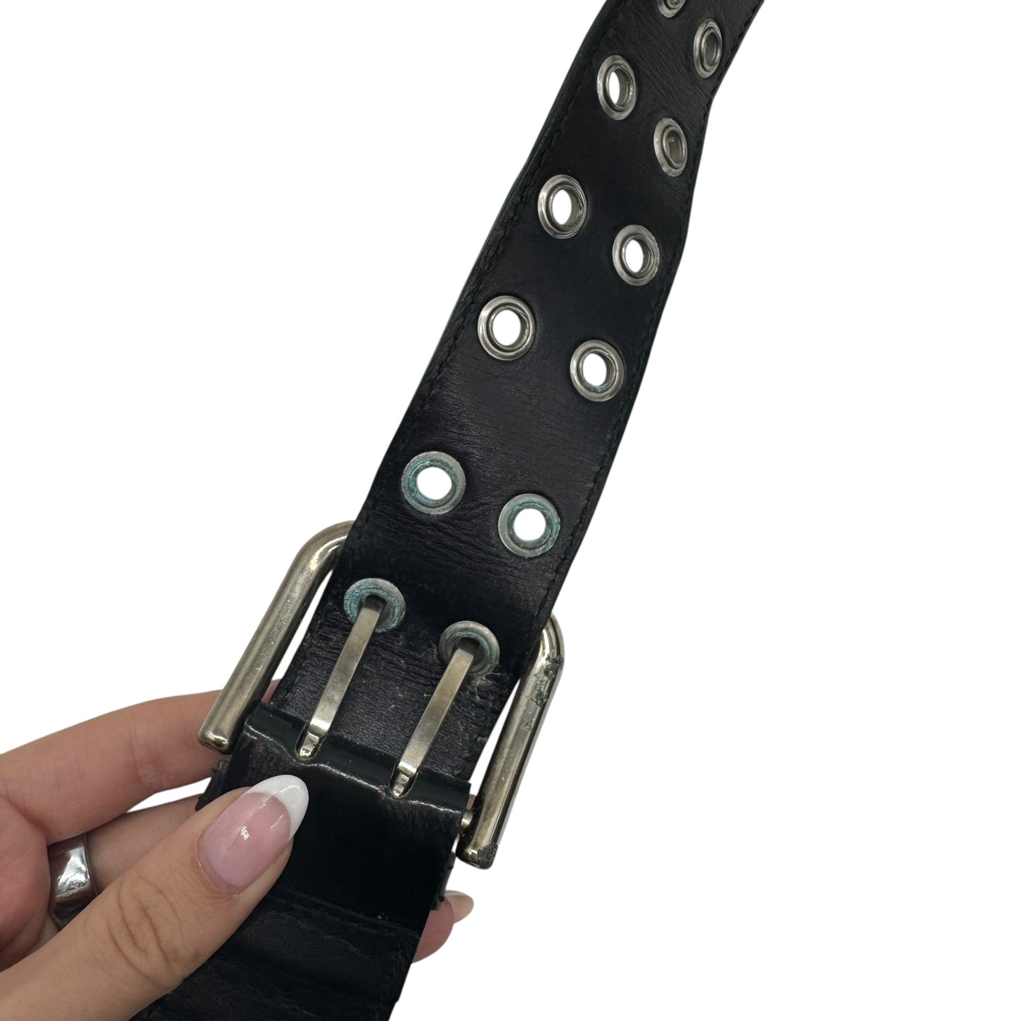 Dolce & Gabbana Black Patent Leather Pierced & Studded Shoulder Bag - Outfit Repeater