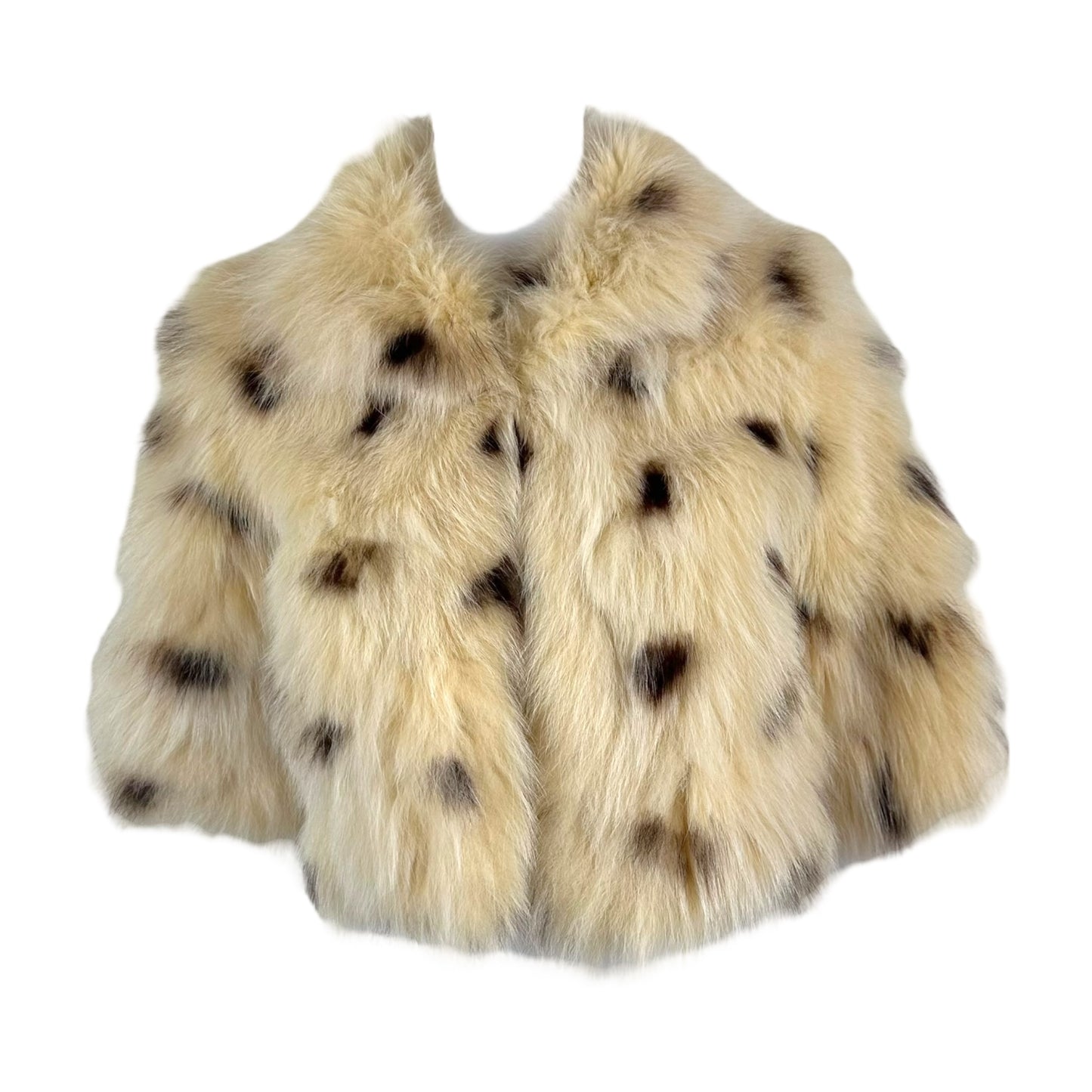 Vintage 'Lynx' Dyed Fox Fur Cropped 1/2 Sleeve Coat