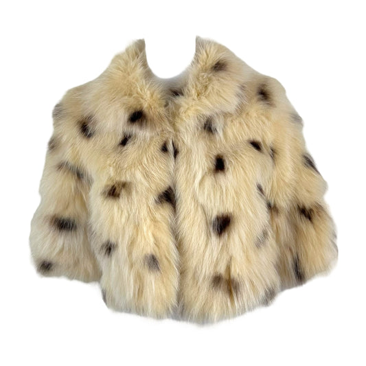 Vintage 'Lynx' Dyed Fox Fur Cropped 1/2 Sleeve Coat