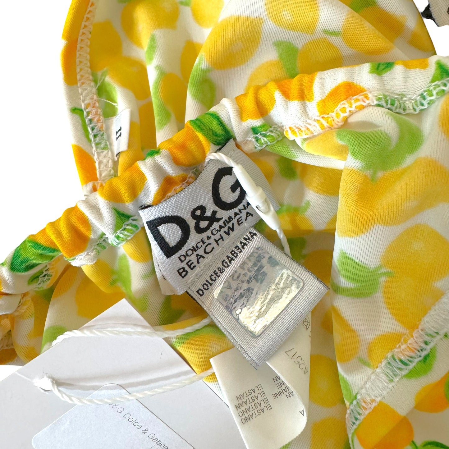 D&G Dolce & Gabbana Beachwear Lemon & Leopard Print String Bikini Set