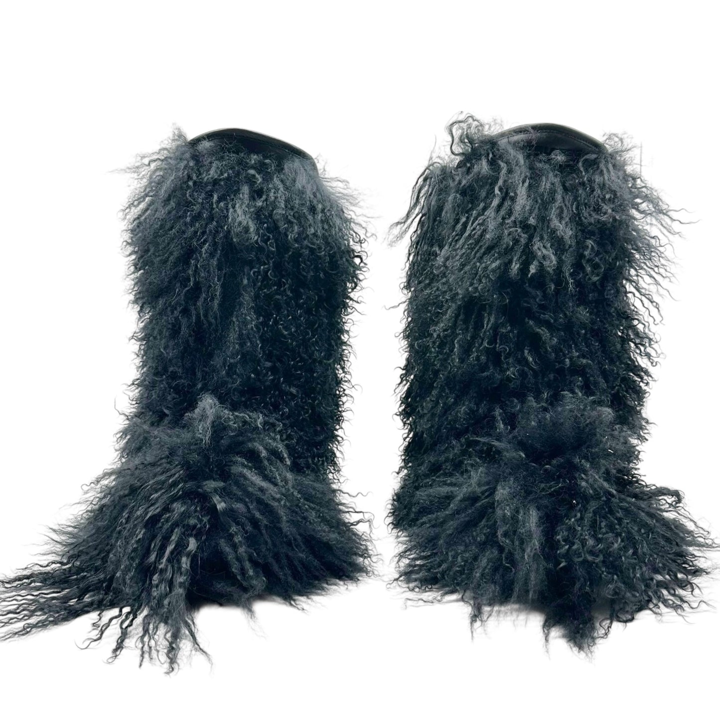 Saint Laurent Black Mongolian Lamb Fur Moon Boots