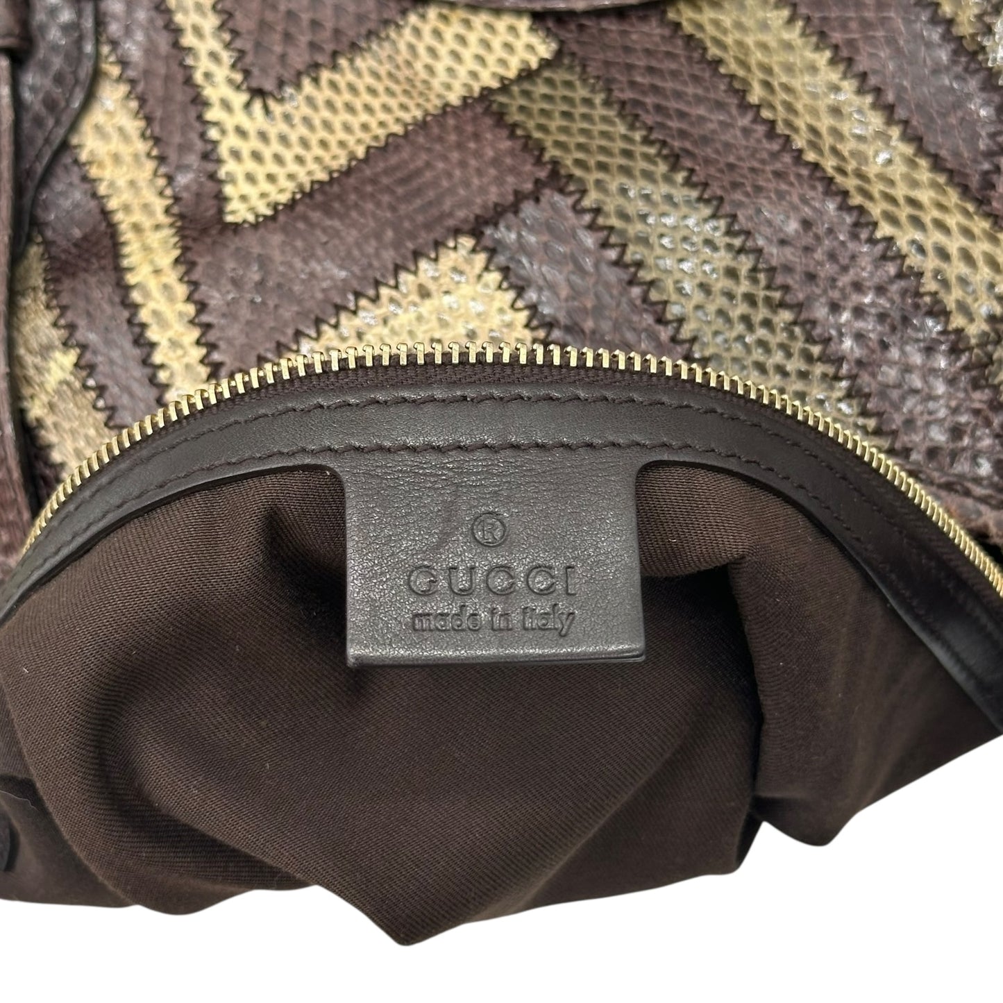 Gucci 85th Anniversary Green & Brown Snakeskin Horsebot Hobo Bag