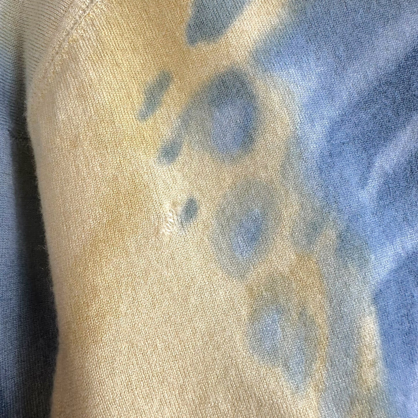 John Galliano Tie-Dye Beaded Cami Cardigan Set Beige Blue