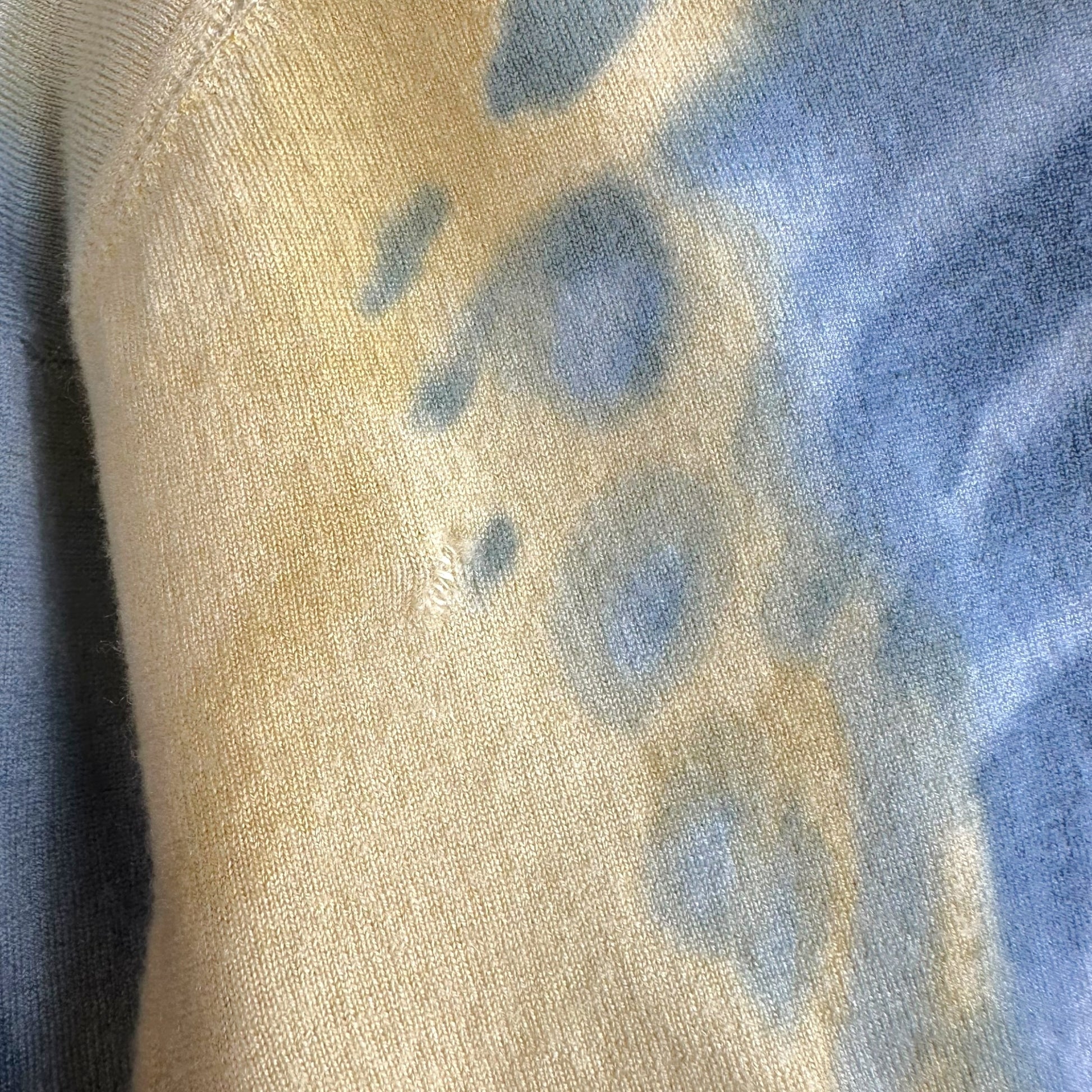 John Galliano Tie-Dye Beaded Cami Cardigan Set Beige Blue