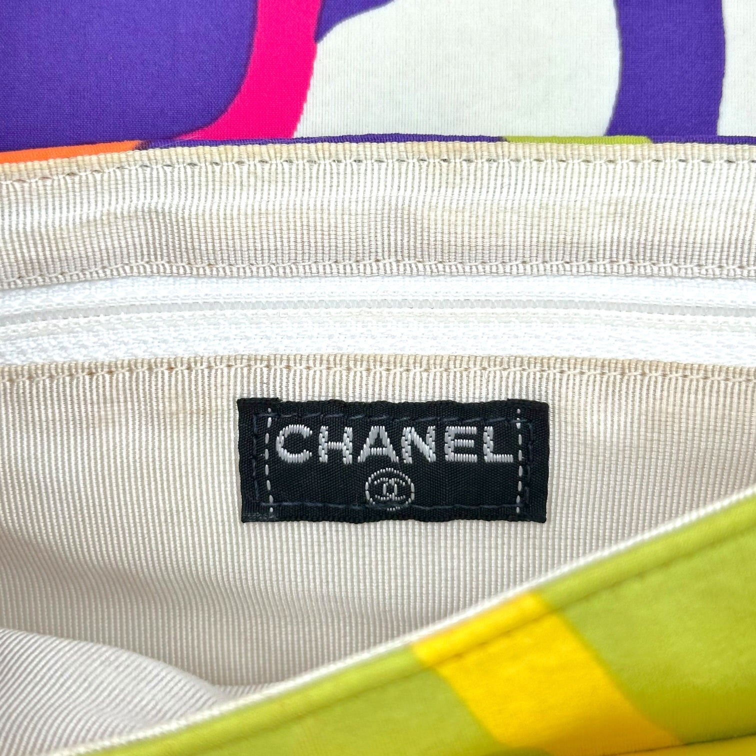 Chanel Floral Canvas Pochette Bag Multicolor Early 2000s