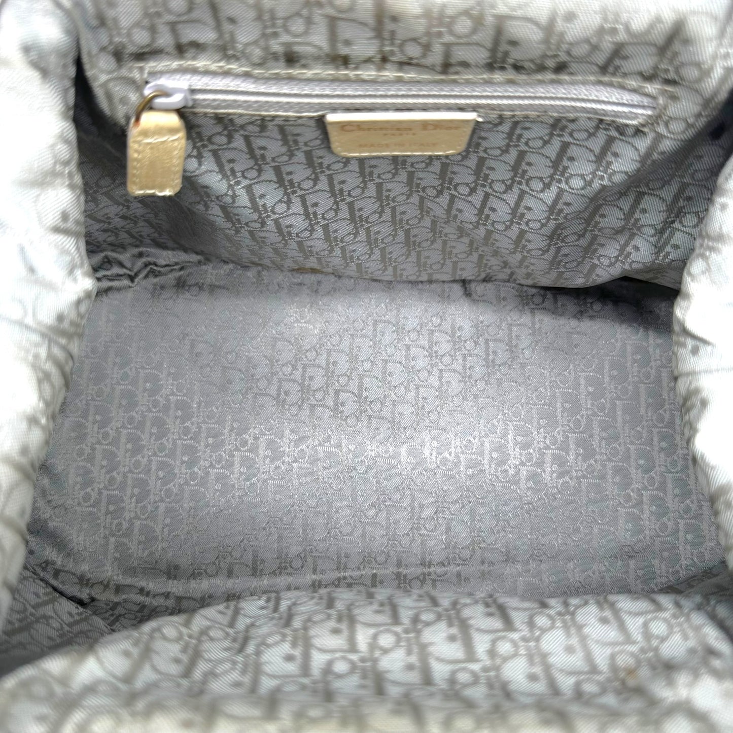 Christian Dior Ivory Suede Leather Bowler Bag