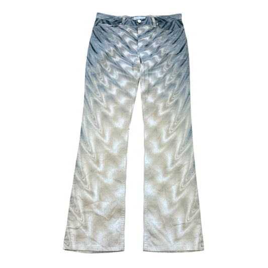 Roberto Cavalli Early 90's Metallic Wave Printed Jeans