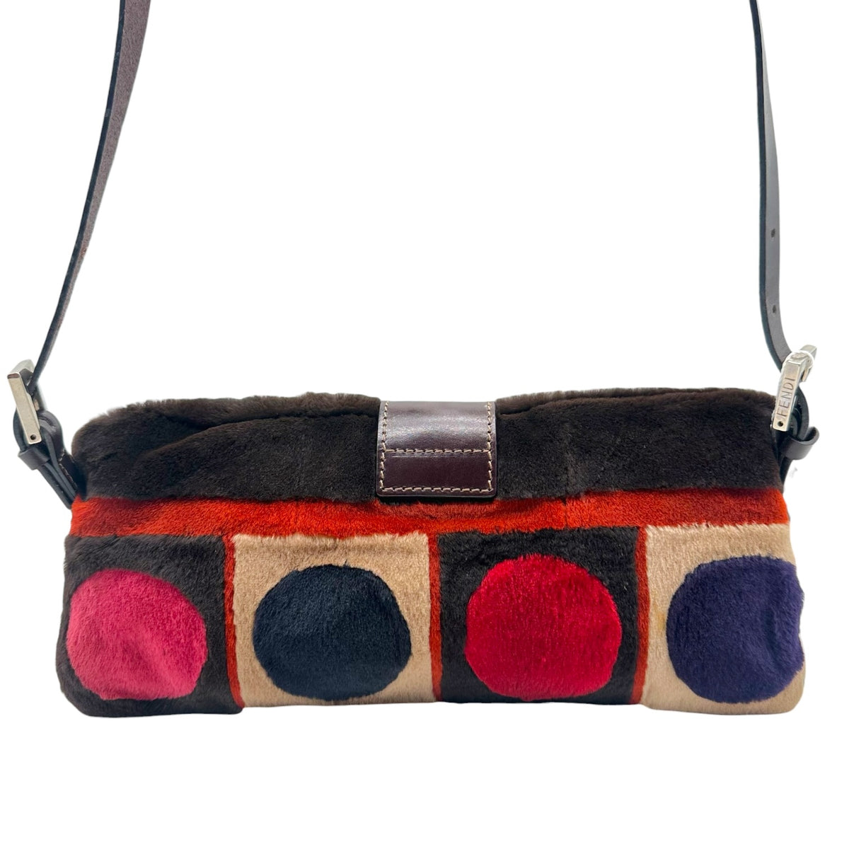 Fendi F/W 2000 Multicolor Geometric Fur Crossbody Baguette