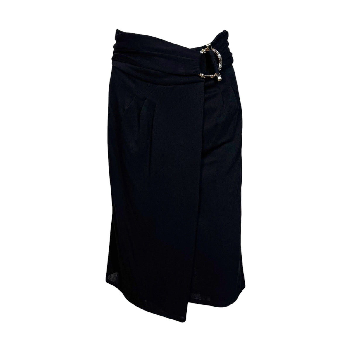 Gucci 2007 Black & Gold Bamboo Belted Midi Skirt