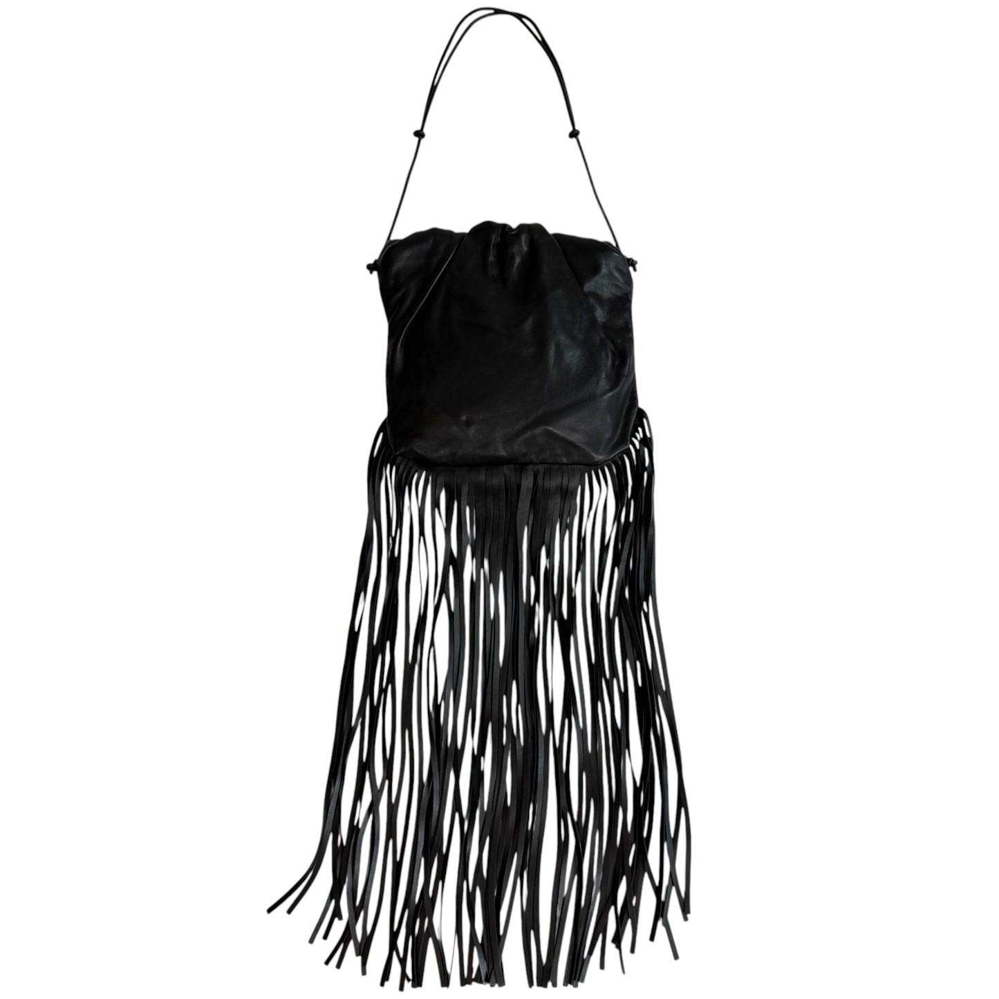 Bottega Veneta Black Fringe Pouch Shoulder Clutch Bag