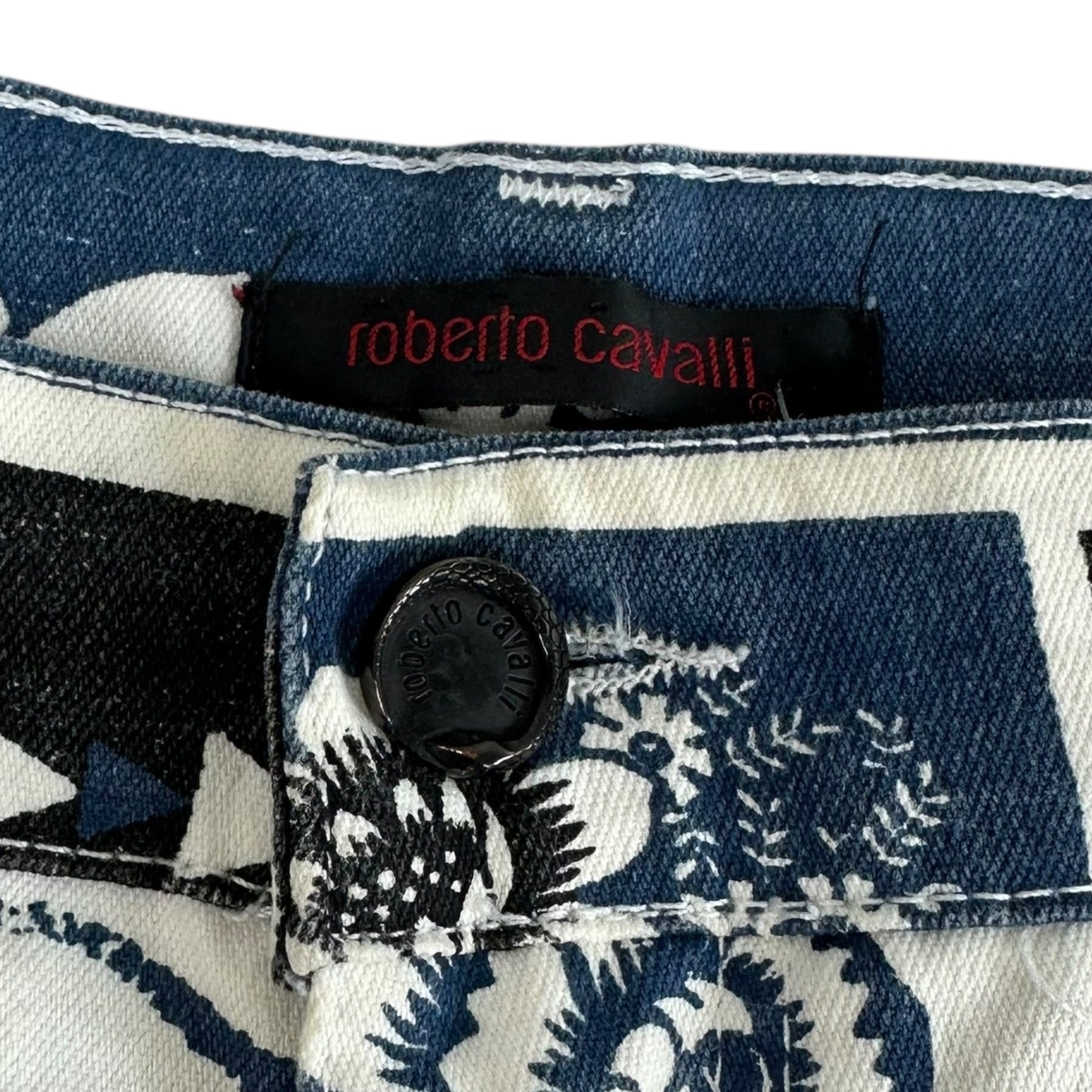 Just Cavalli Roberto Cavalli Black & Blue Bandana Print Jeans - Outfit Repeater