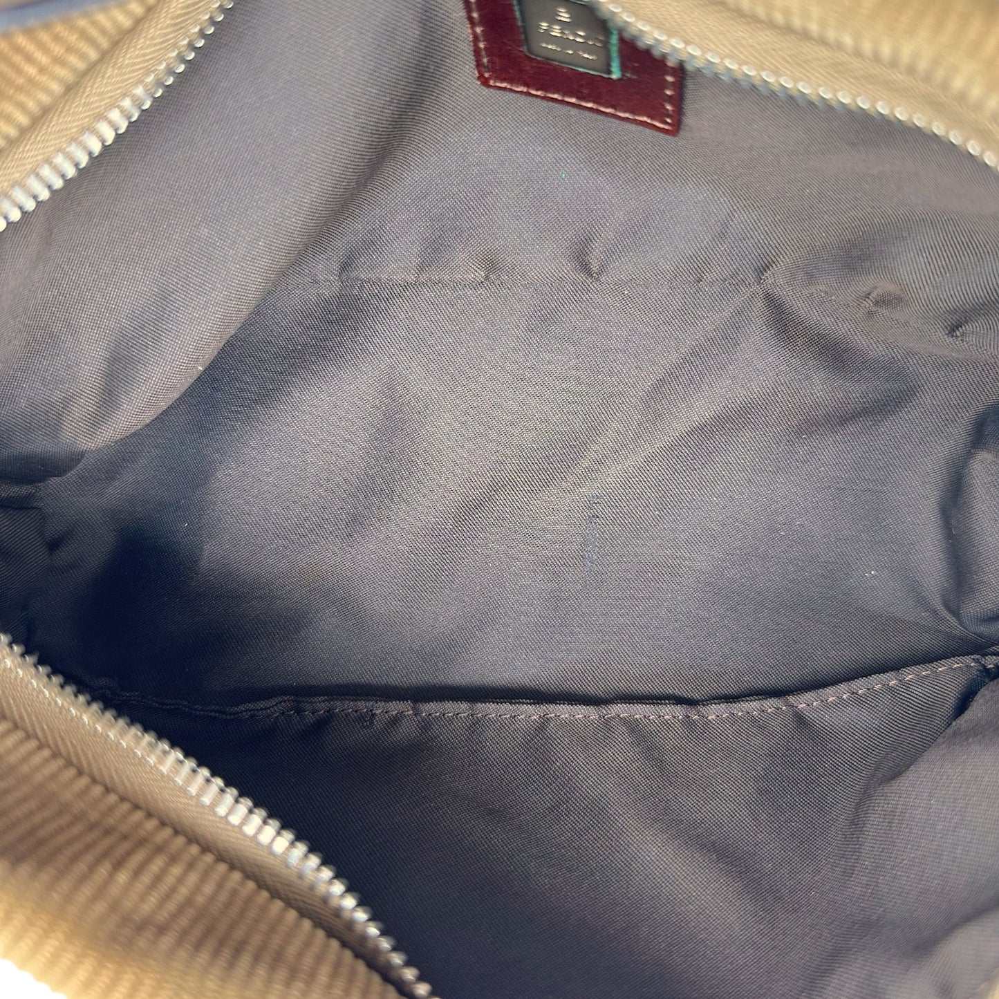 Fendi Pochette Bag Tan Corduroy Zipper Closure