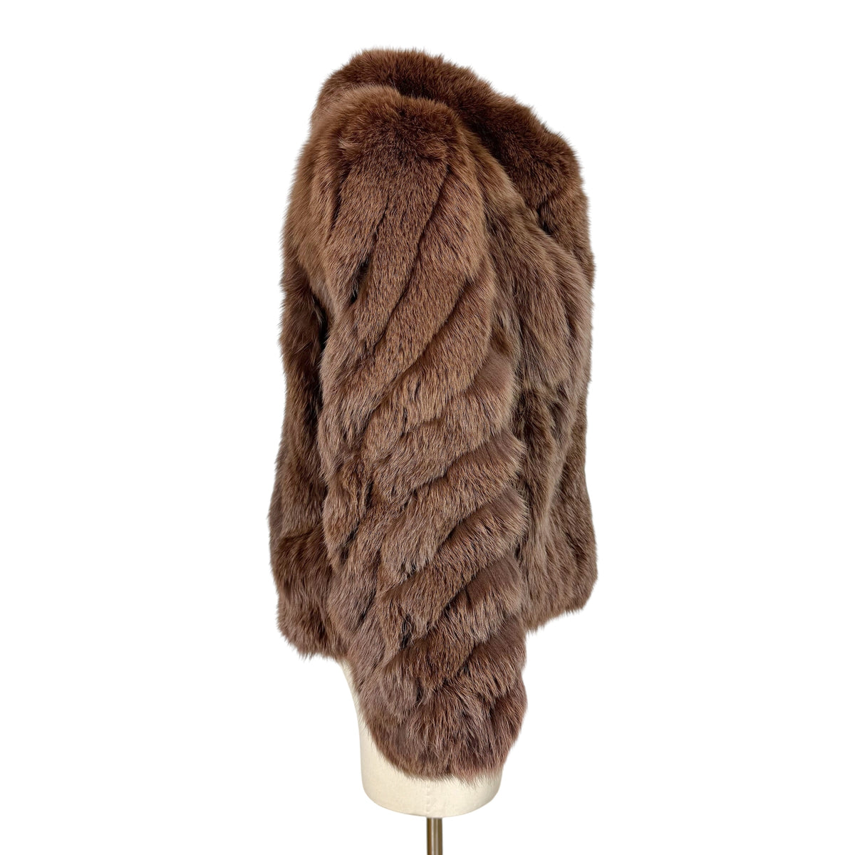 Saga Fox Brown Cropped Fox Fur Coat