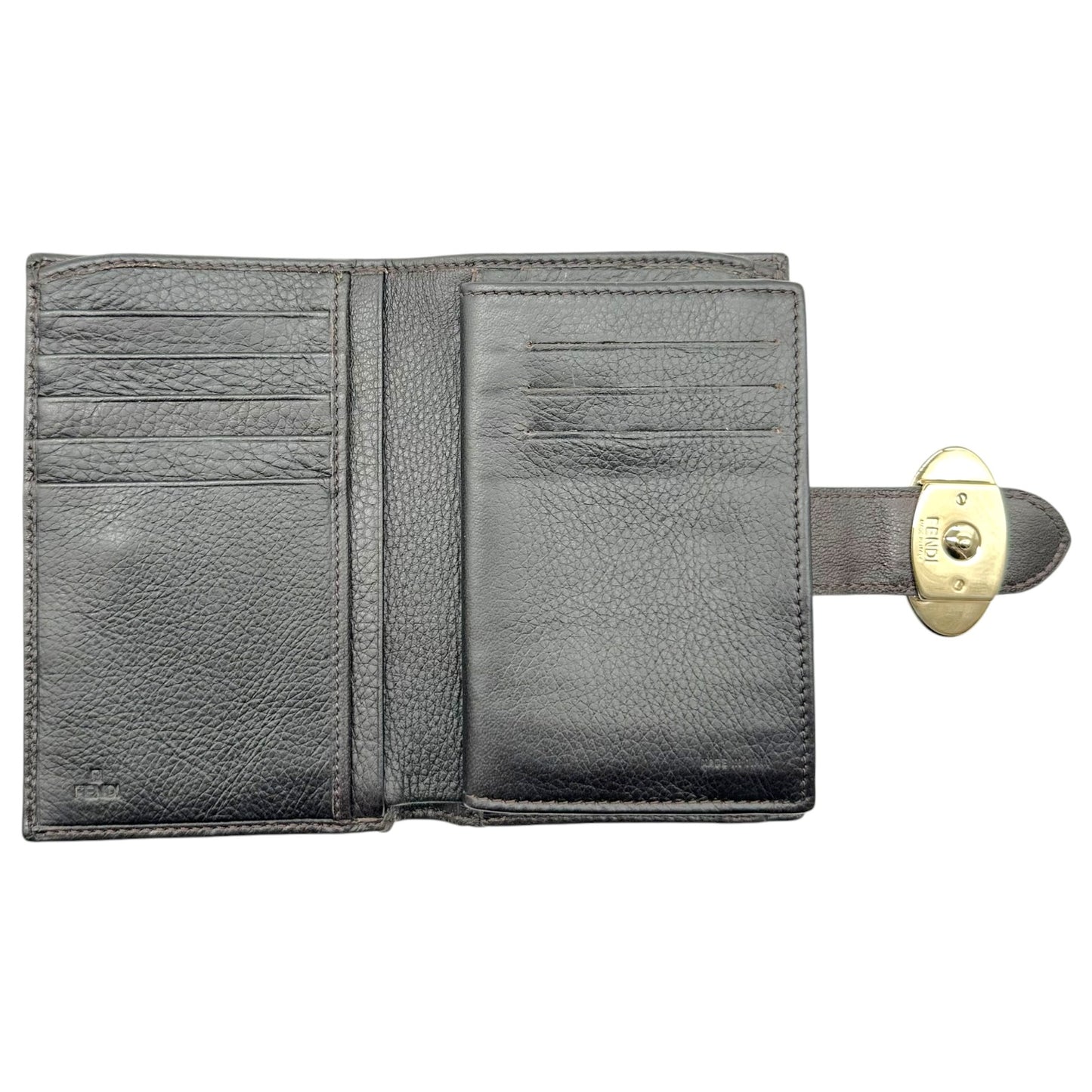 Fendi Brown Zucca Monogram Kisslock Wallet