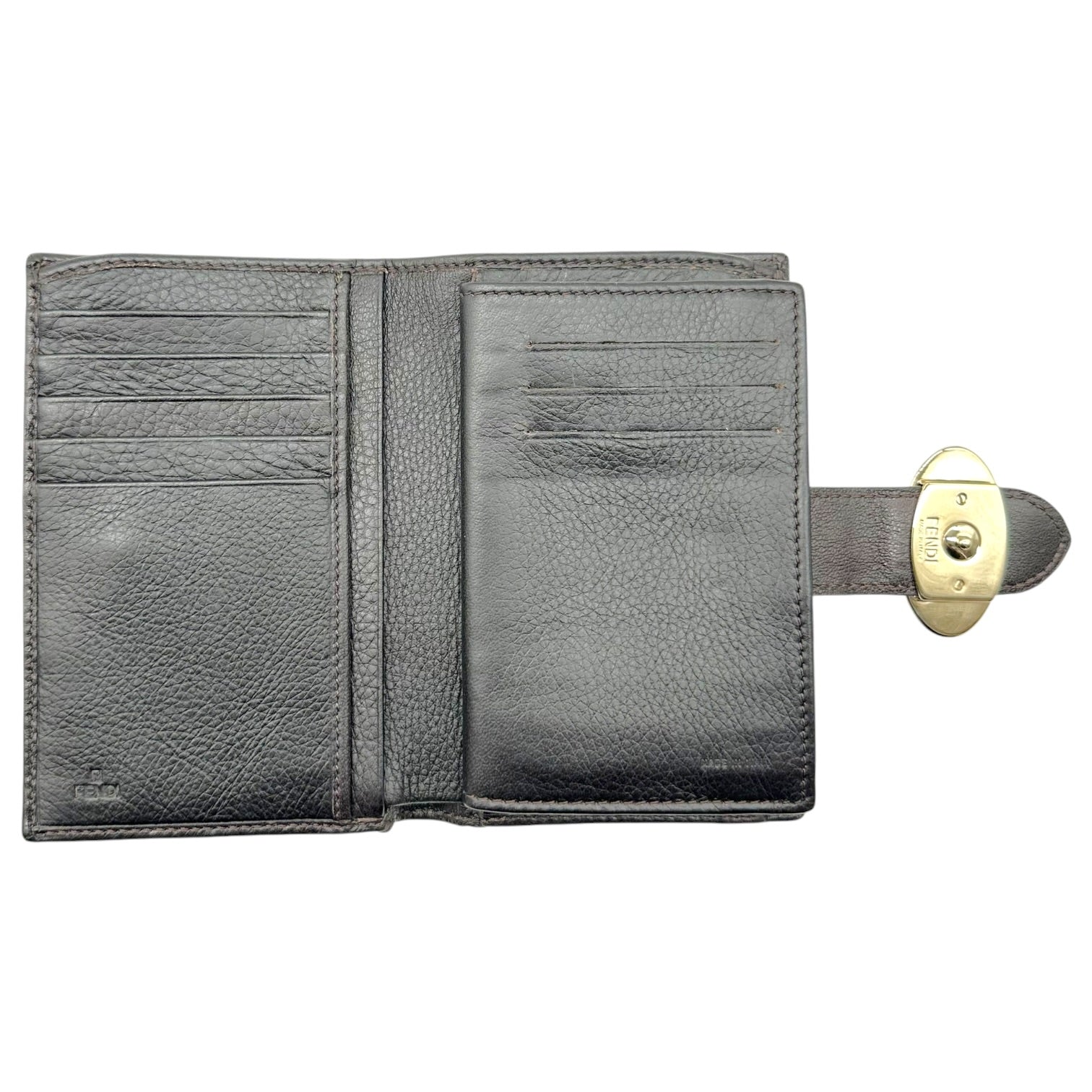 Fendi Brown Zucca Monogram Kisslock Wallet