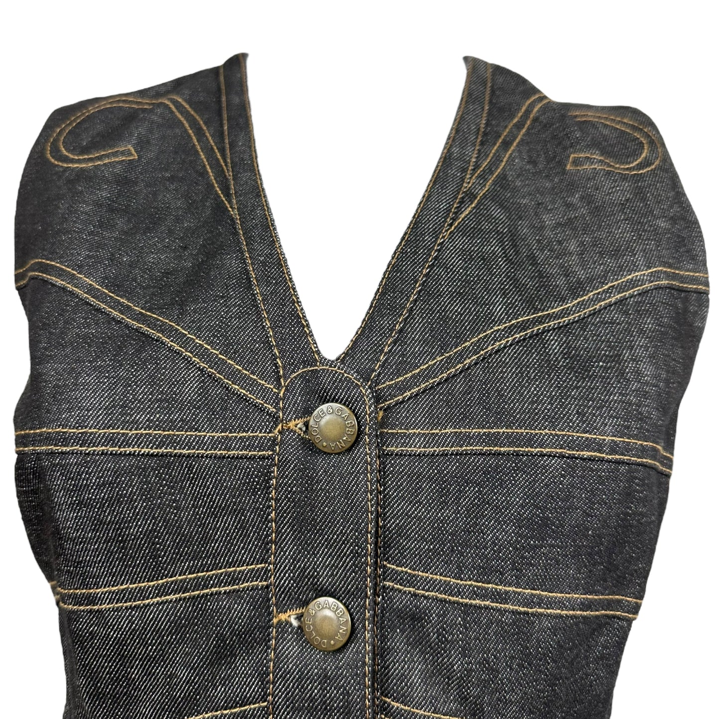 D&G Dolce & Gabbana Butterfly Denim Vest Top