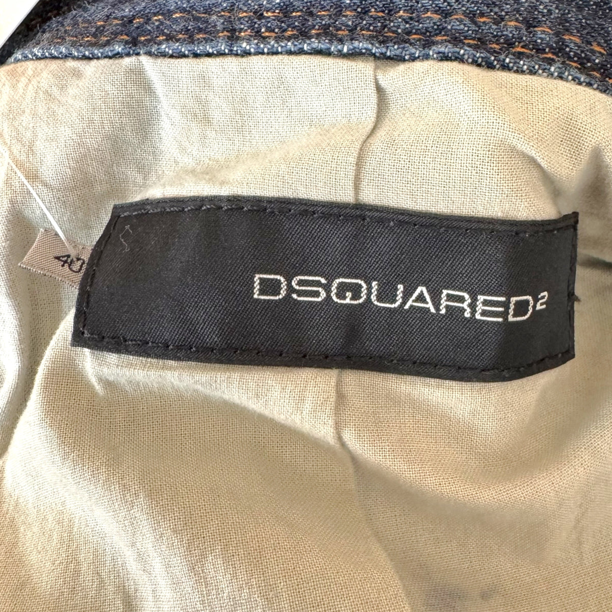 Dsquared2 Dark Wash Denim & Brown Leather Cropped 3/4 Sleeve Jacket NEW