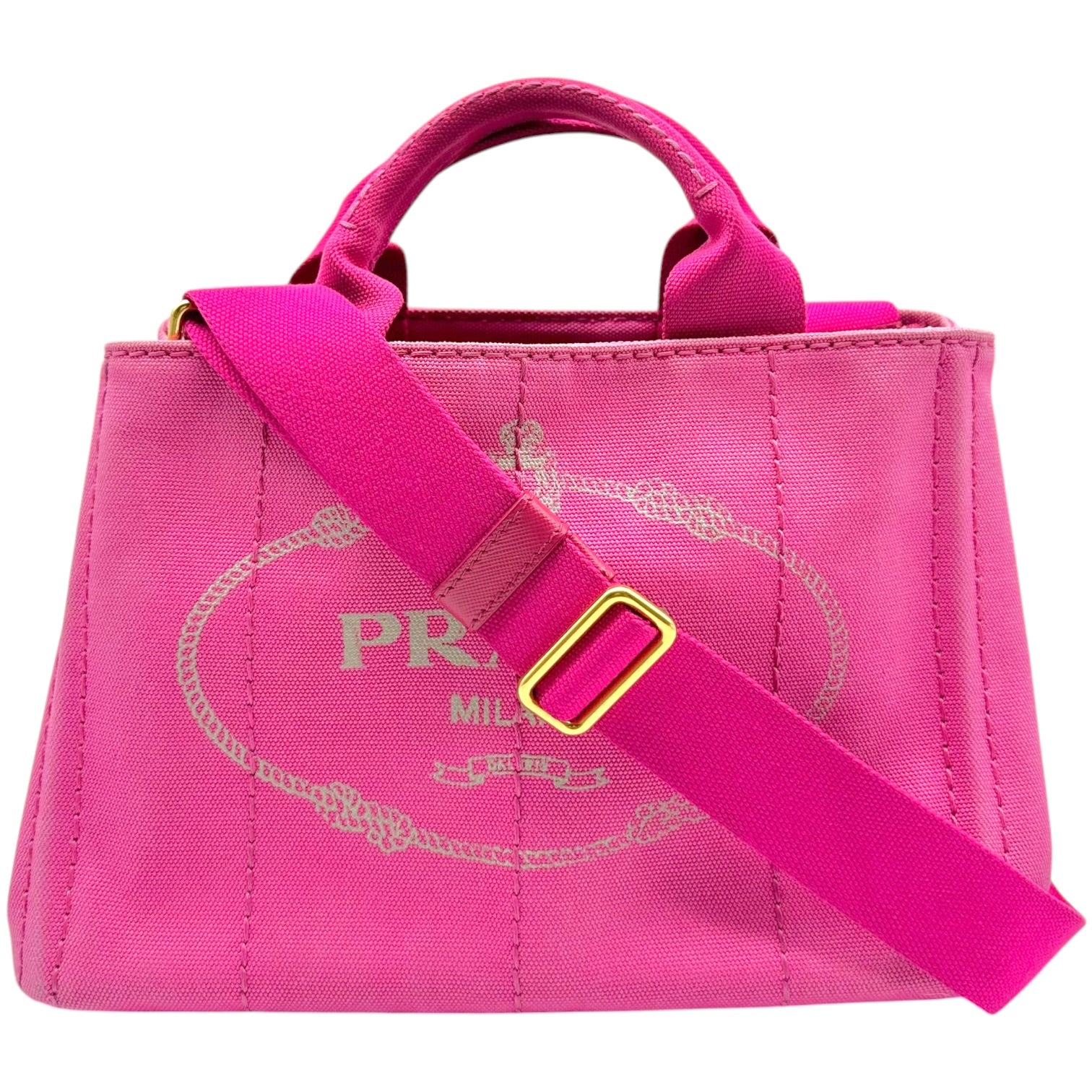 Prada Pink Canvas 2-Way Tote Bag