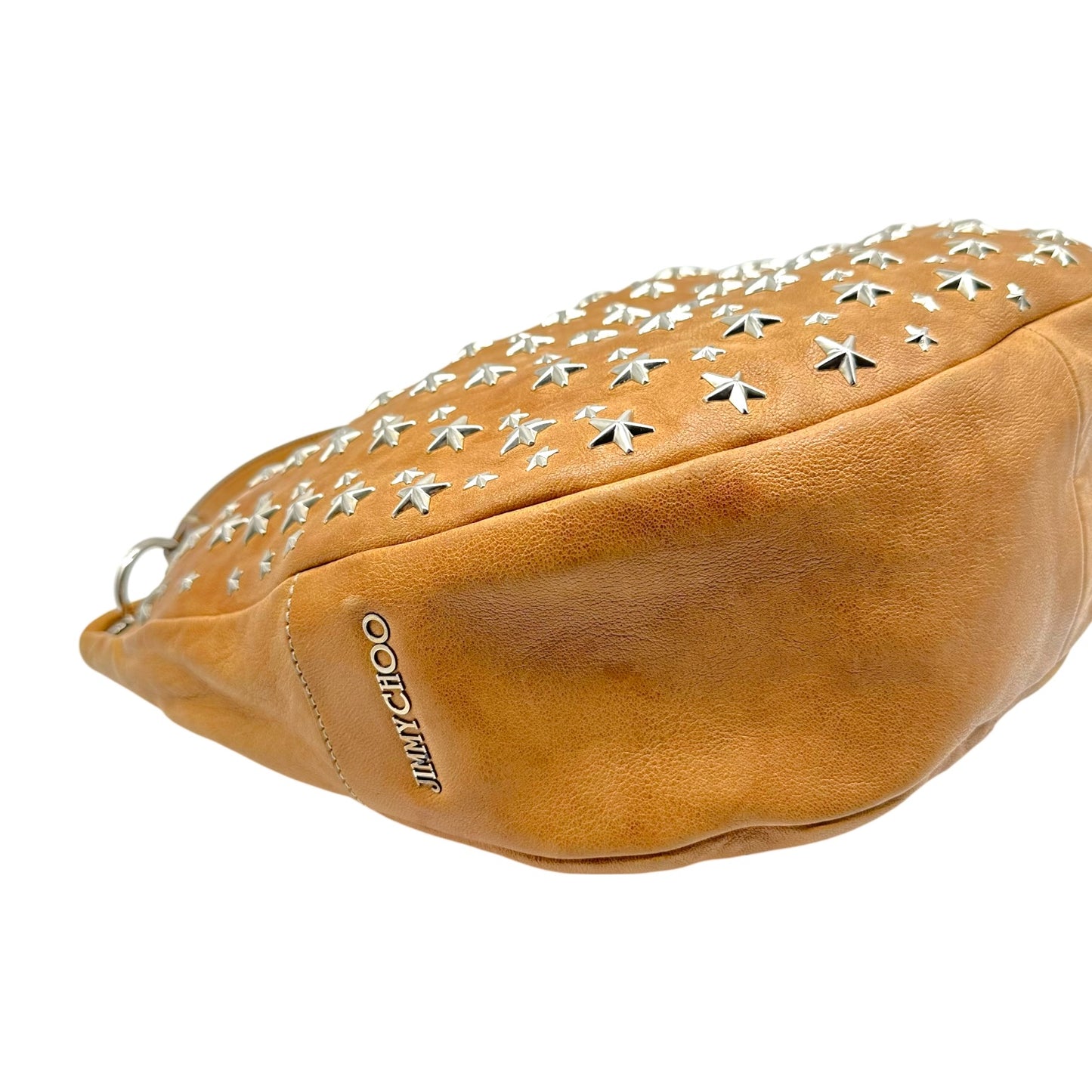 Jimmy Choo Tan Hobo Shoulder Bag With Star Studs