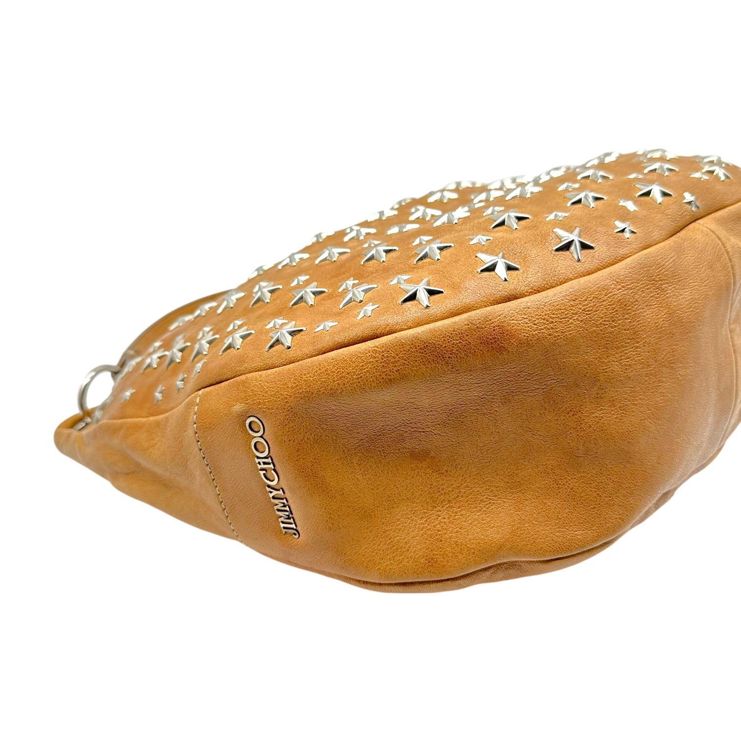 Jimmy Choo Tan Hobo Shoulder Bag With Star Studs