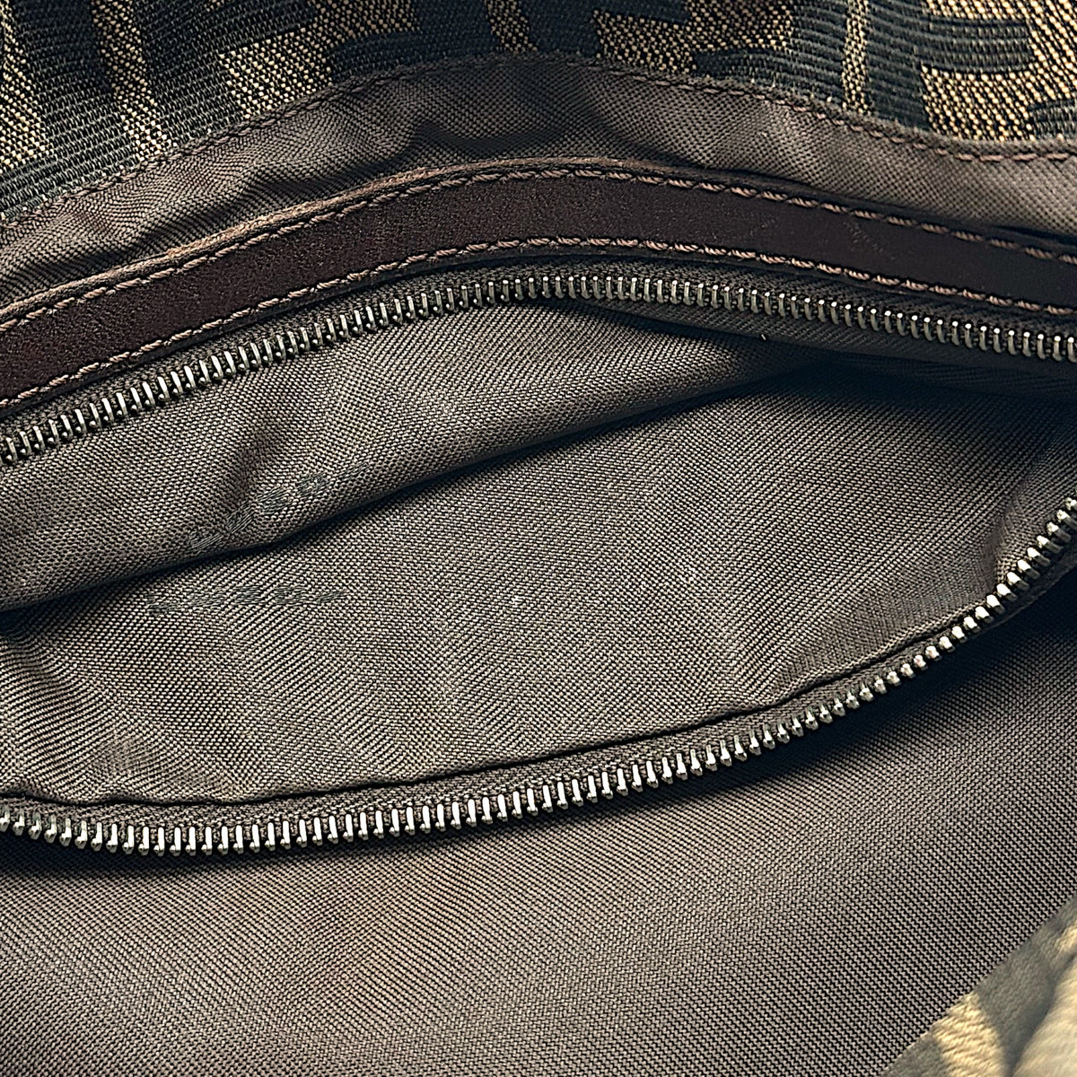 Fendi Brown Zucca Monogram Fold-Over Baguette Bag