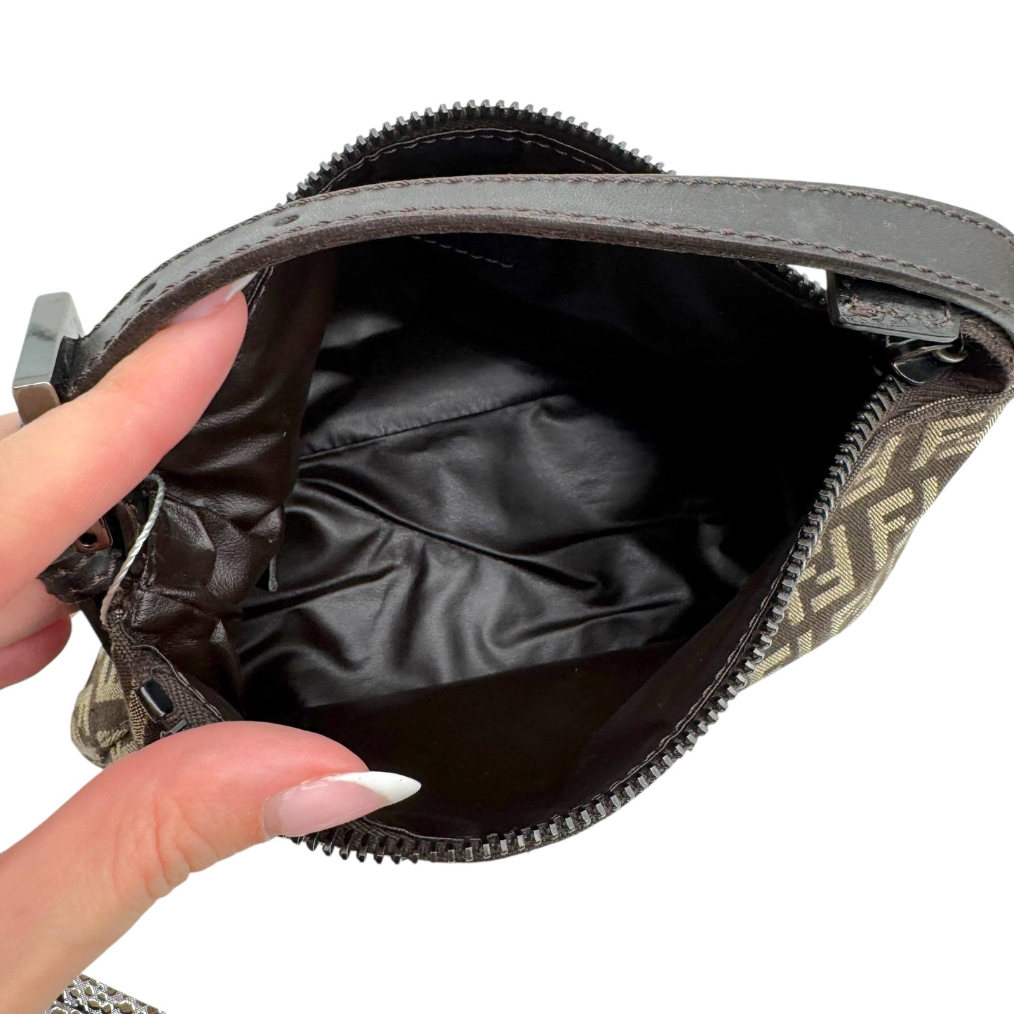 Fendi Brown Zucchino Monogram Pochette Bag