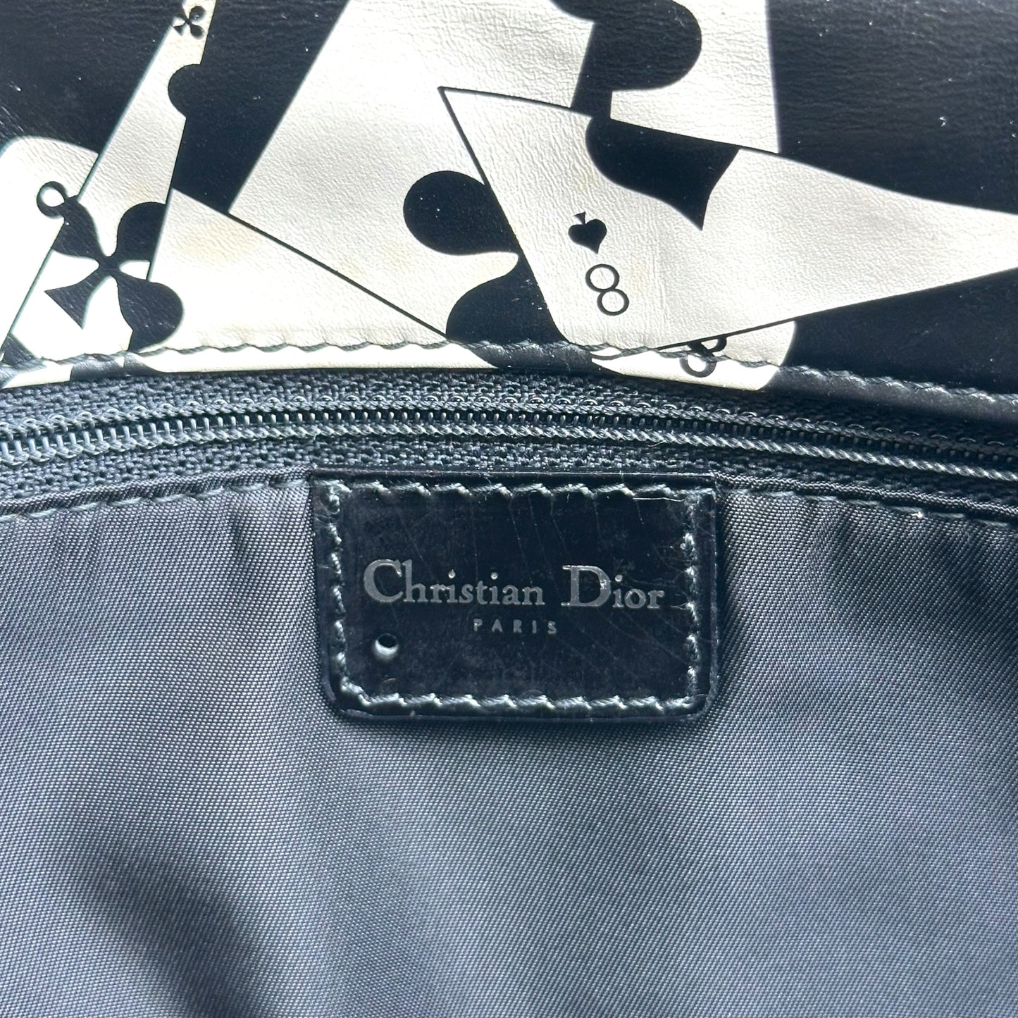 Christian Dior Black Playing Card Print Shoulder Bag