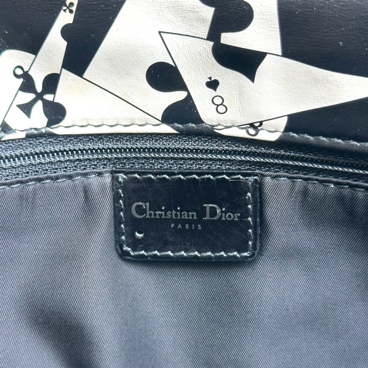 Christian Dior Black Playing Card Print Shoulder Bag
