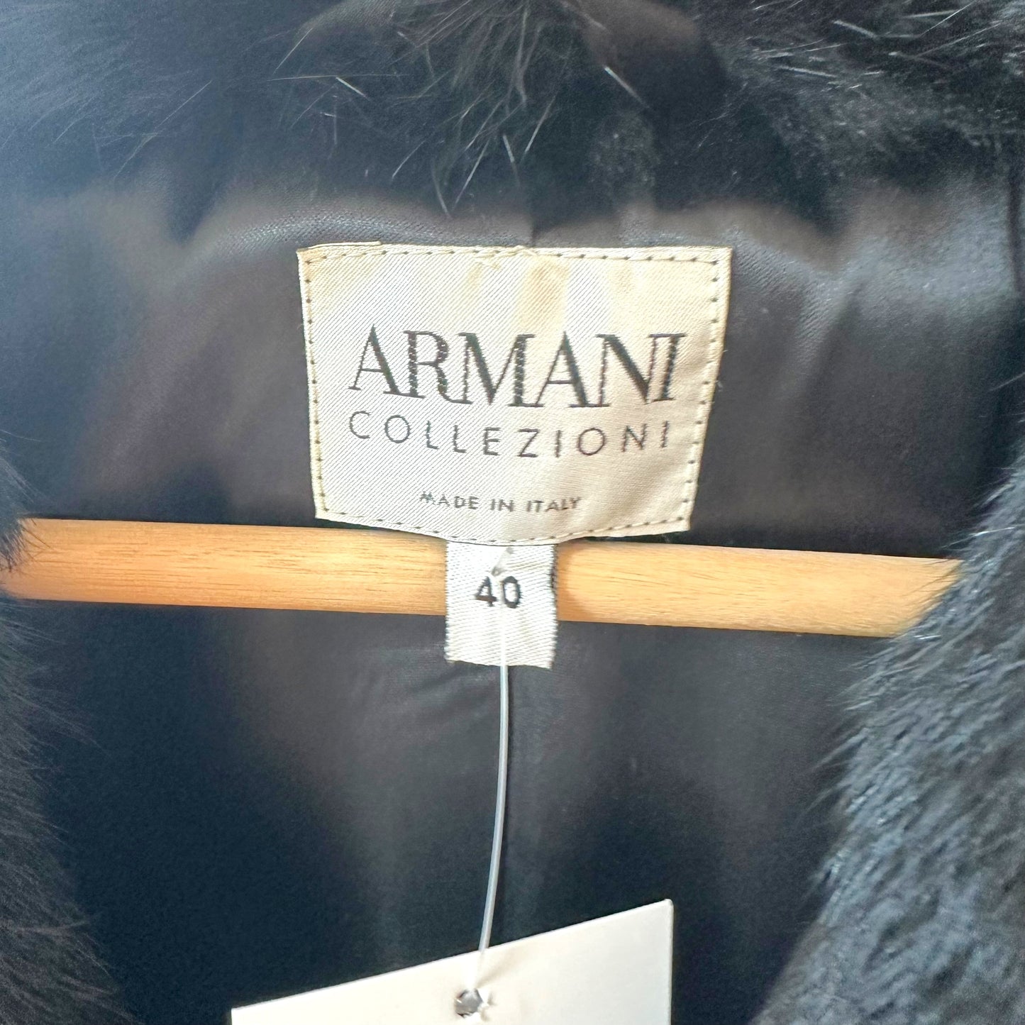 Armani Collezioni 2011 Black Rabbit Fur Short Sleeve Tie-Front Jacket