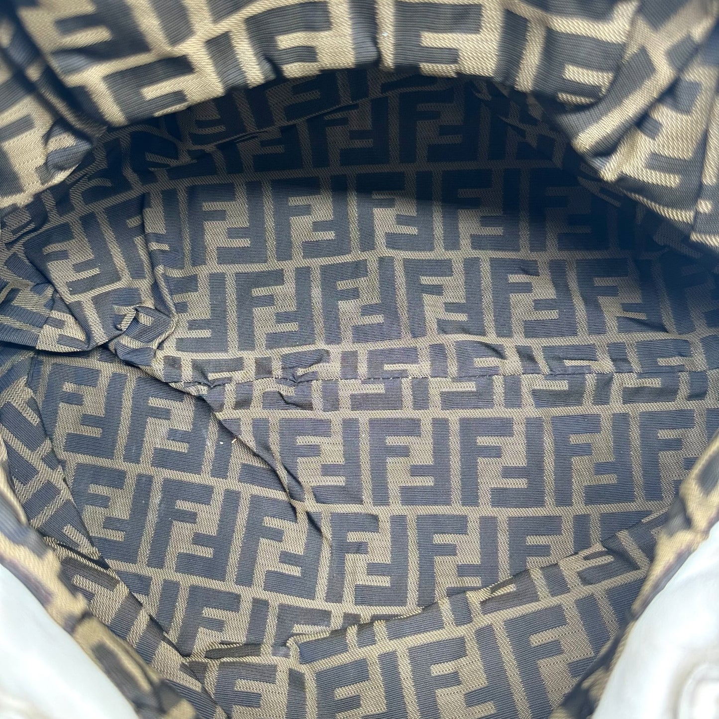 Fendi White Leather Hobo Bag with Woven Handles